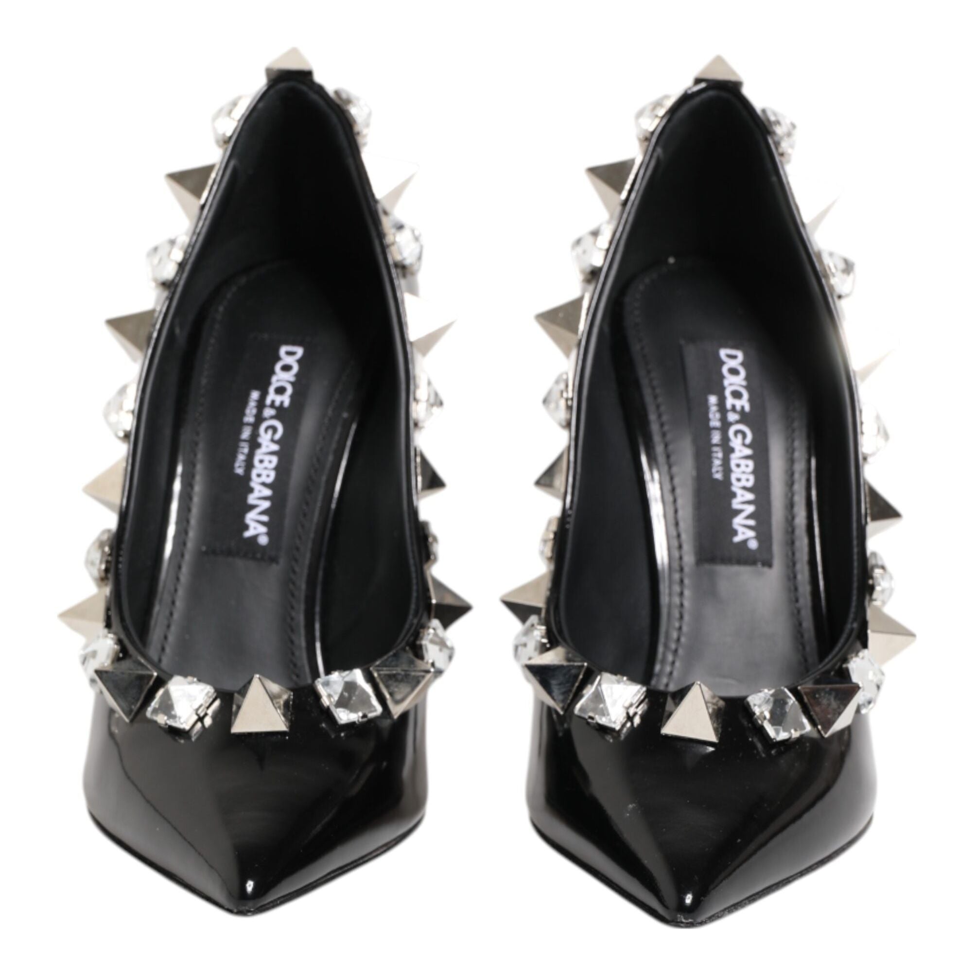 Dolce & Gabbana Black Crystals Studs Stiletto Pumps Shoes