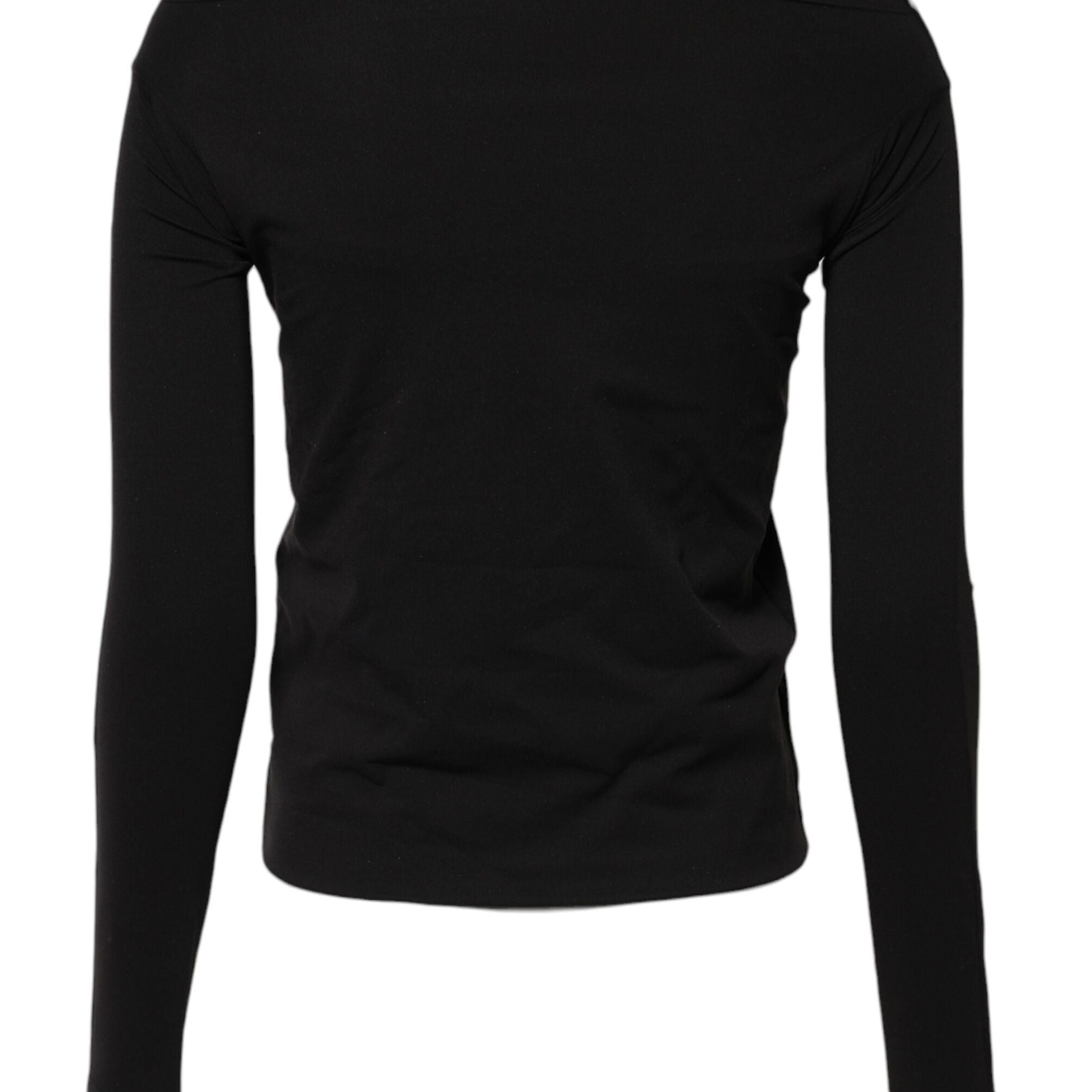 Dolce & Gabbana Black Wool Shrug Crew Neck Pullover Sweater