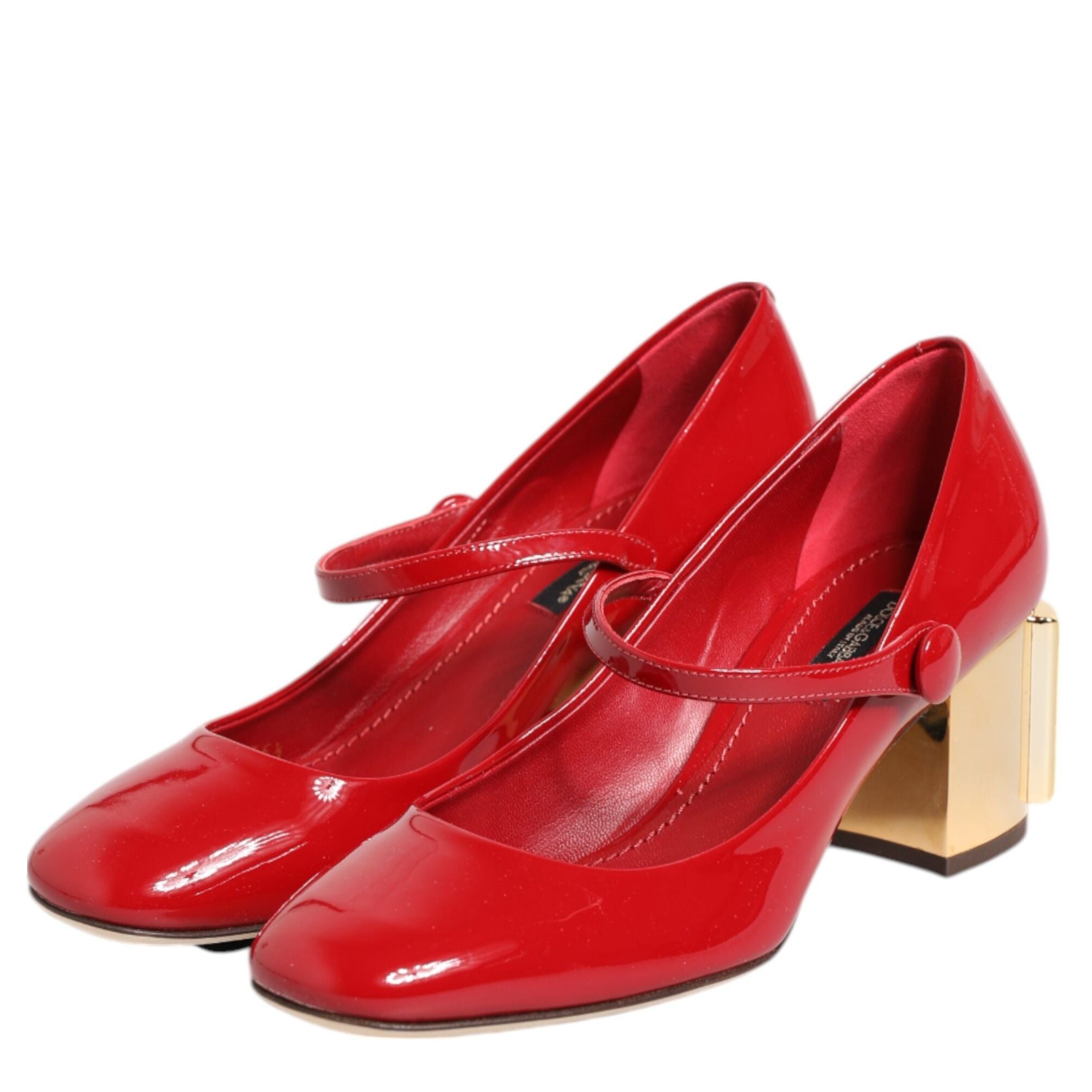 Dolce & Gabbana Red Leather DG Logo Heels Sandals Shoes