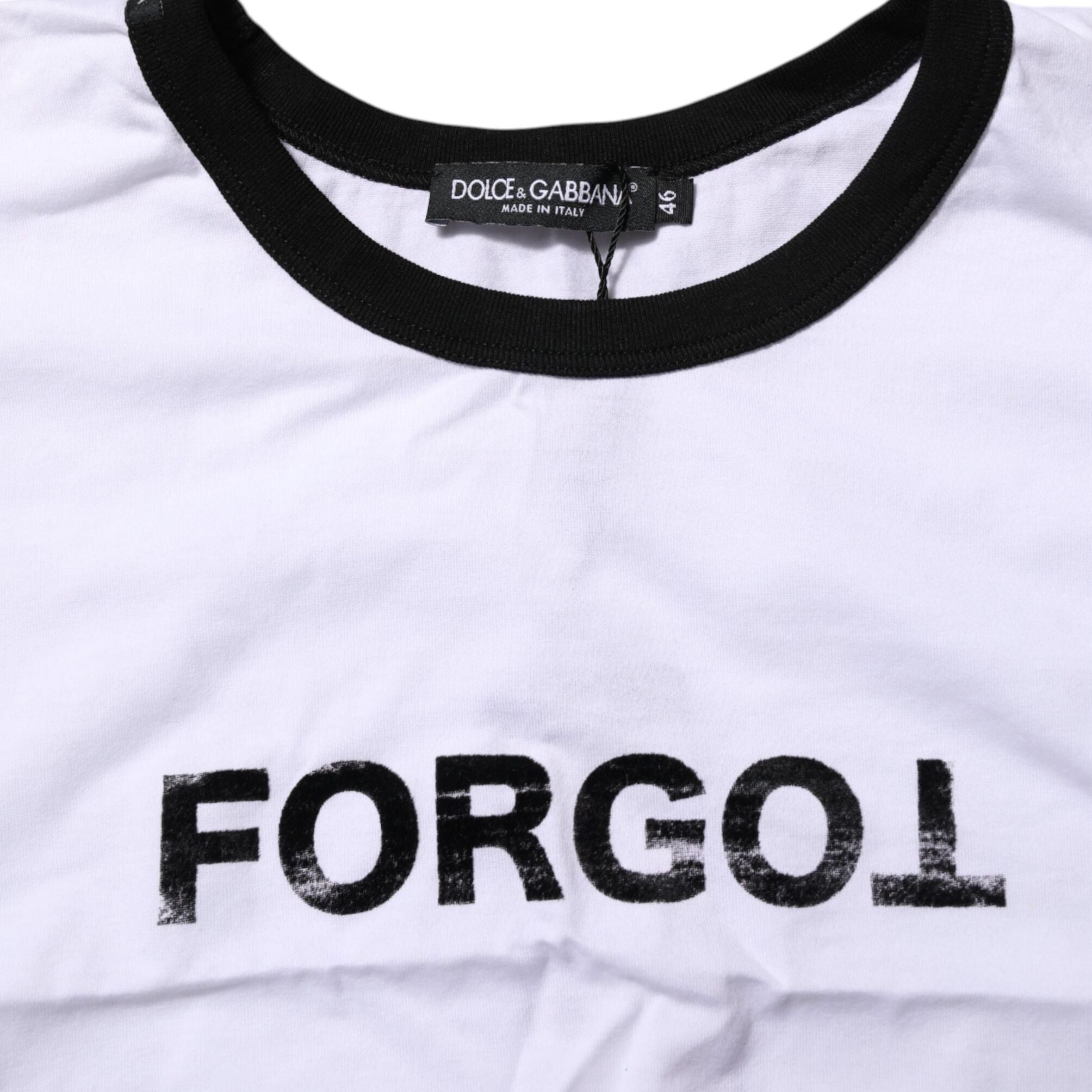 Dolce & Gabbana White Cotton Crew Neck Cropped Top T-shirt
