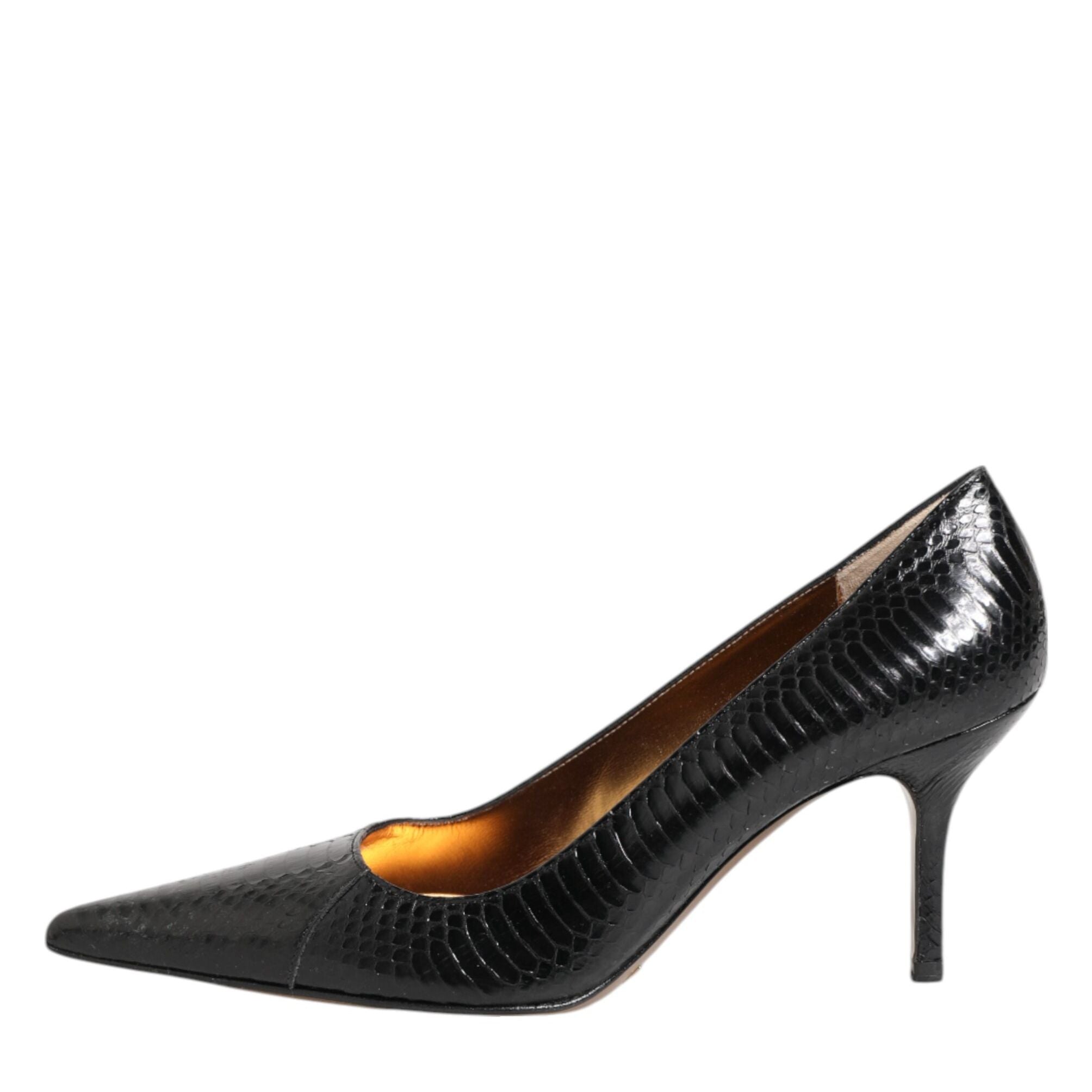 Dolce & Gabbana Black Exotic Leather Stiletto Pumps Shoes