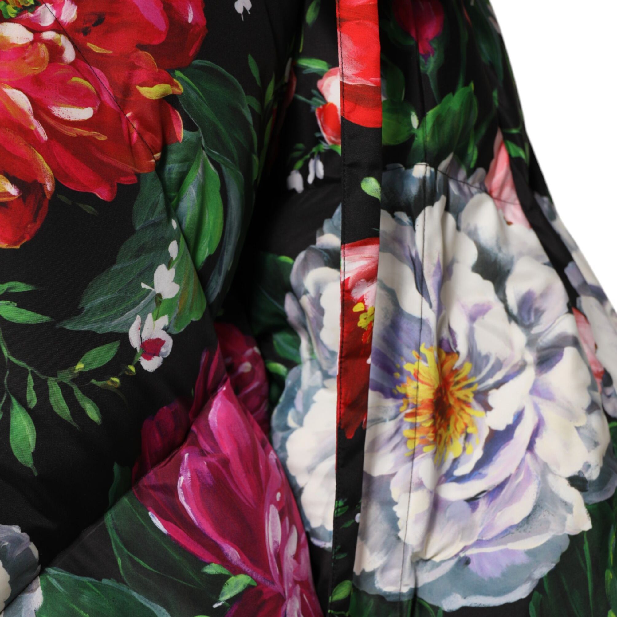 Dolce & Gabbana Multicolor Floral Hooded Puffer Coat Jacket