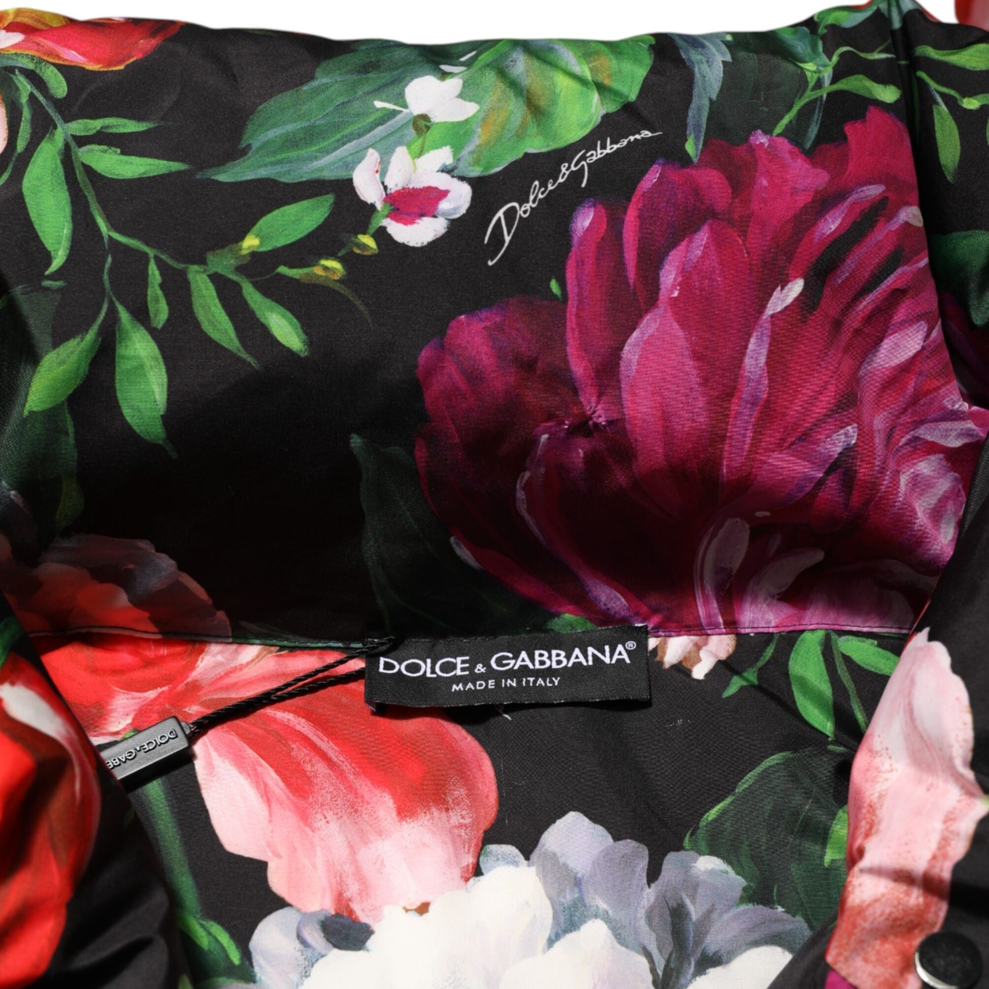 Dolce & Gabbana Multicolor Floral Hooded Puffer Coat Jacket