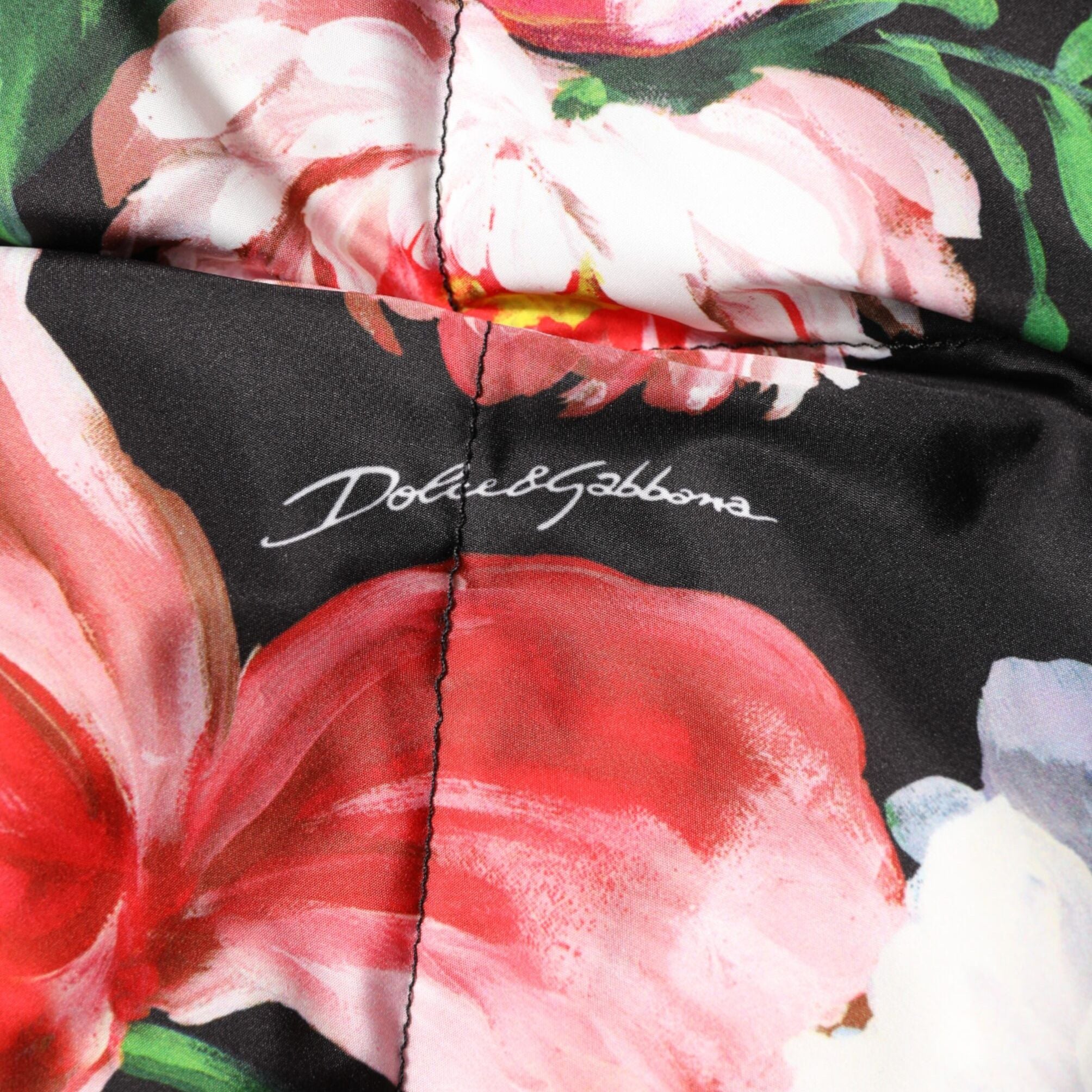 Dolce & Gabbana Multicolor Floral Hooded Puffer Coat Jacket