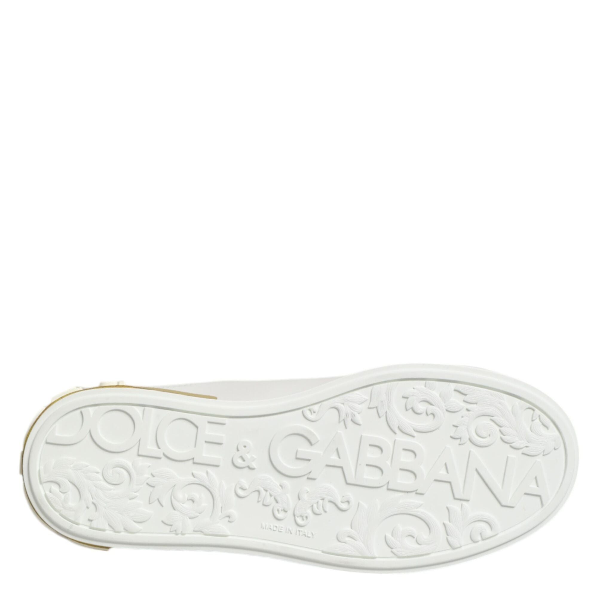 Dolce & Gabbana White Yellow Leather Low Top Sneakers Shoes