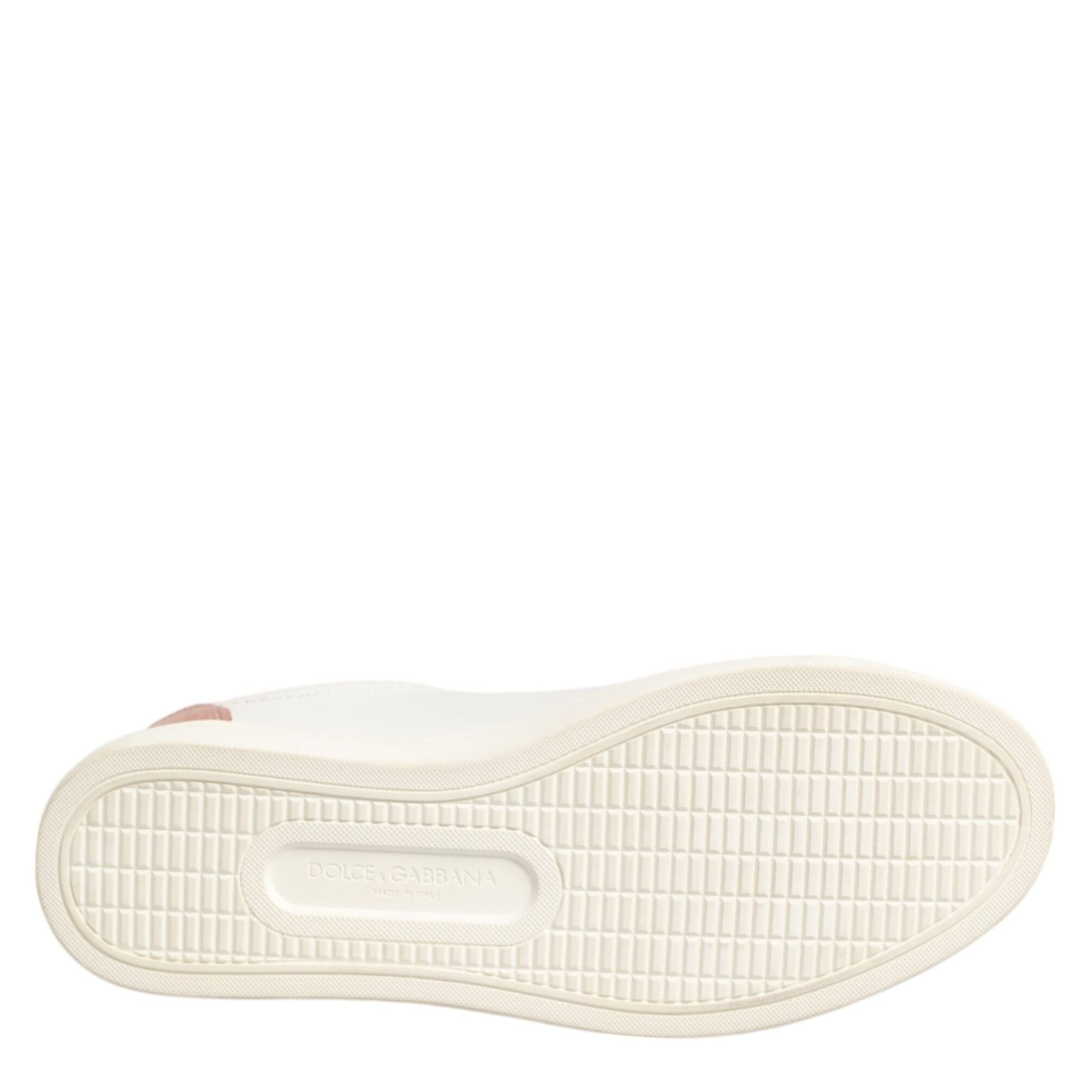 Dolce & Gabbana White Pink Leather Low Top Sneakers Shoes