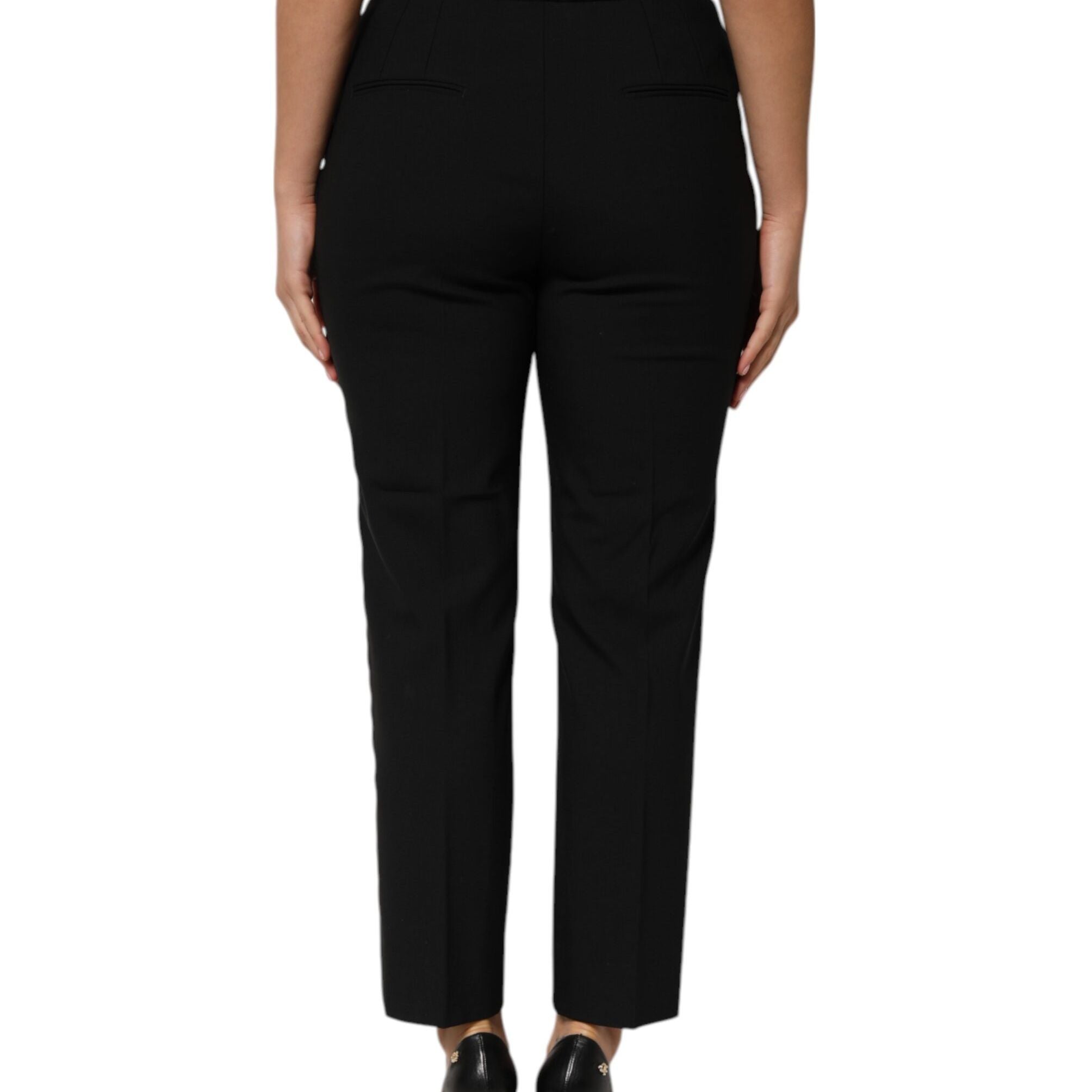 Dolce & Gabbana Black Wool HighWaist Tapered Trouser Pants