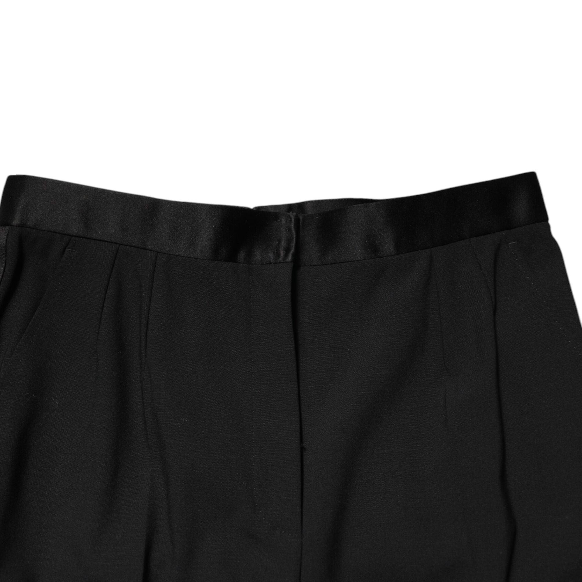 Dolce & Gabbana Black Wool HighWaist Tapered Trouser Pants