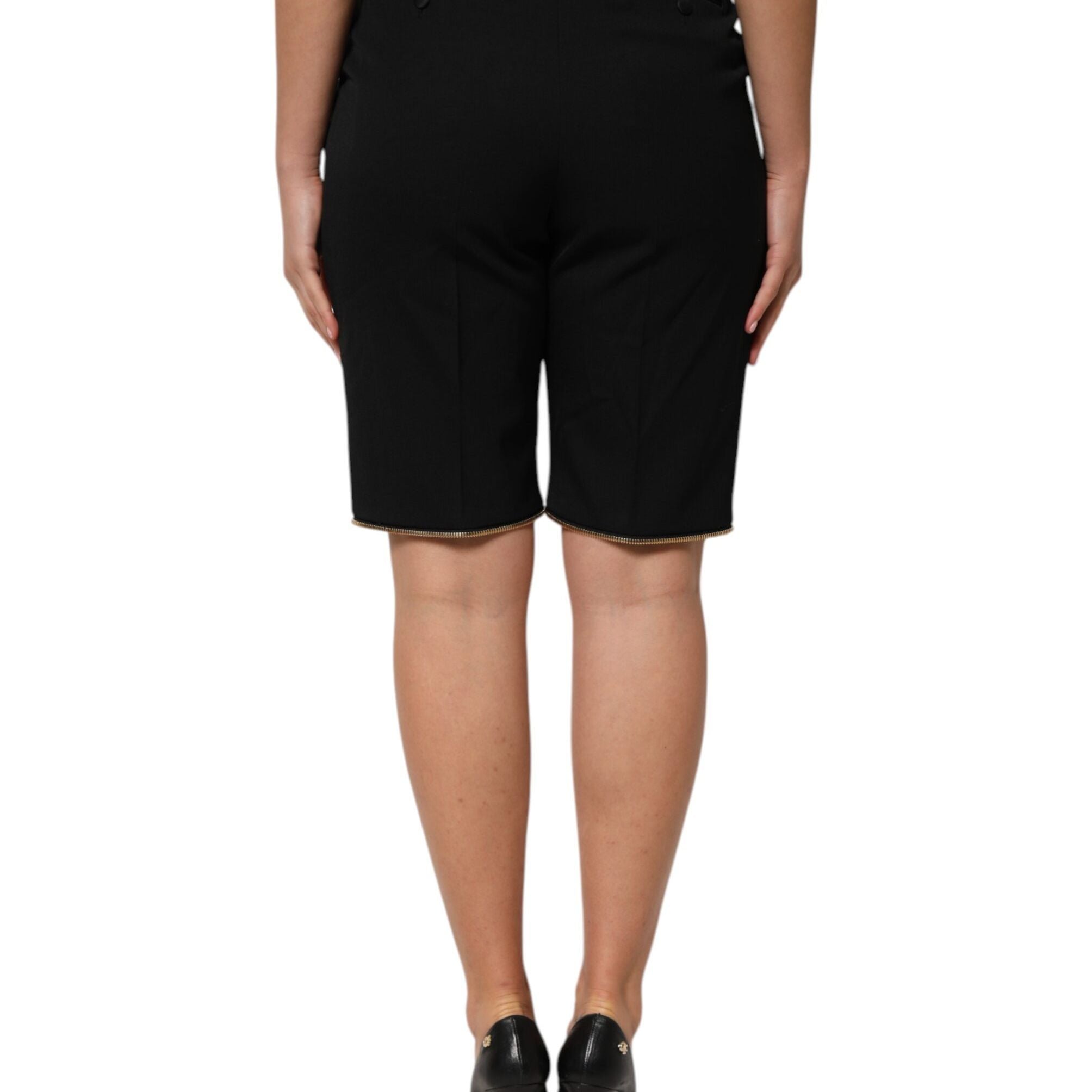 Dolce & Gabbana Black Zip Detailed Wool Straight Leg Pants