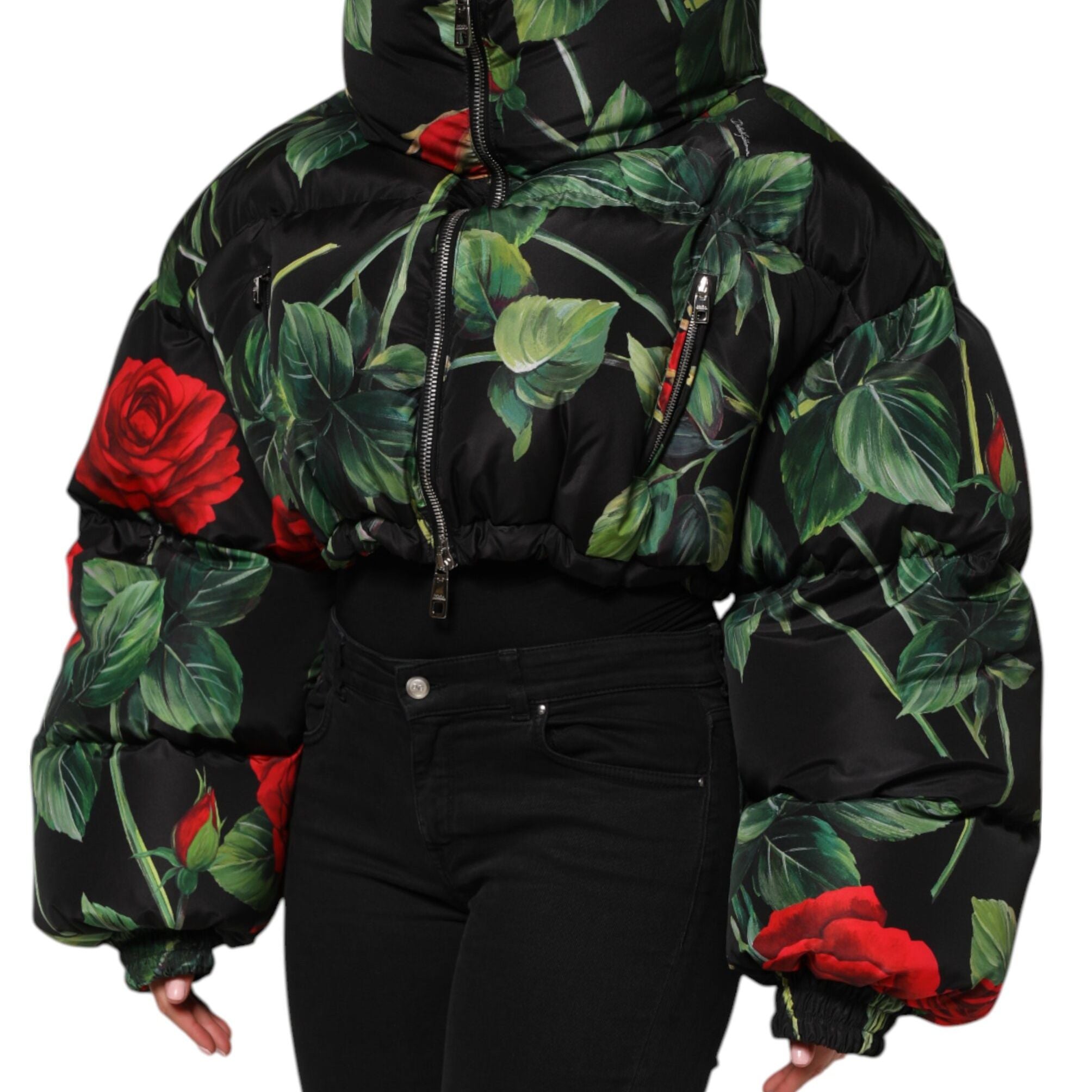 Dolce & Gabbana Multicolor Floral Puffer Coat Full Zip Jacket