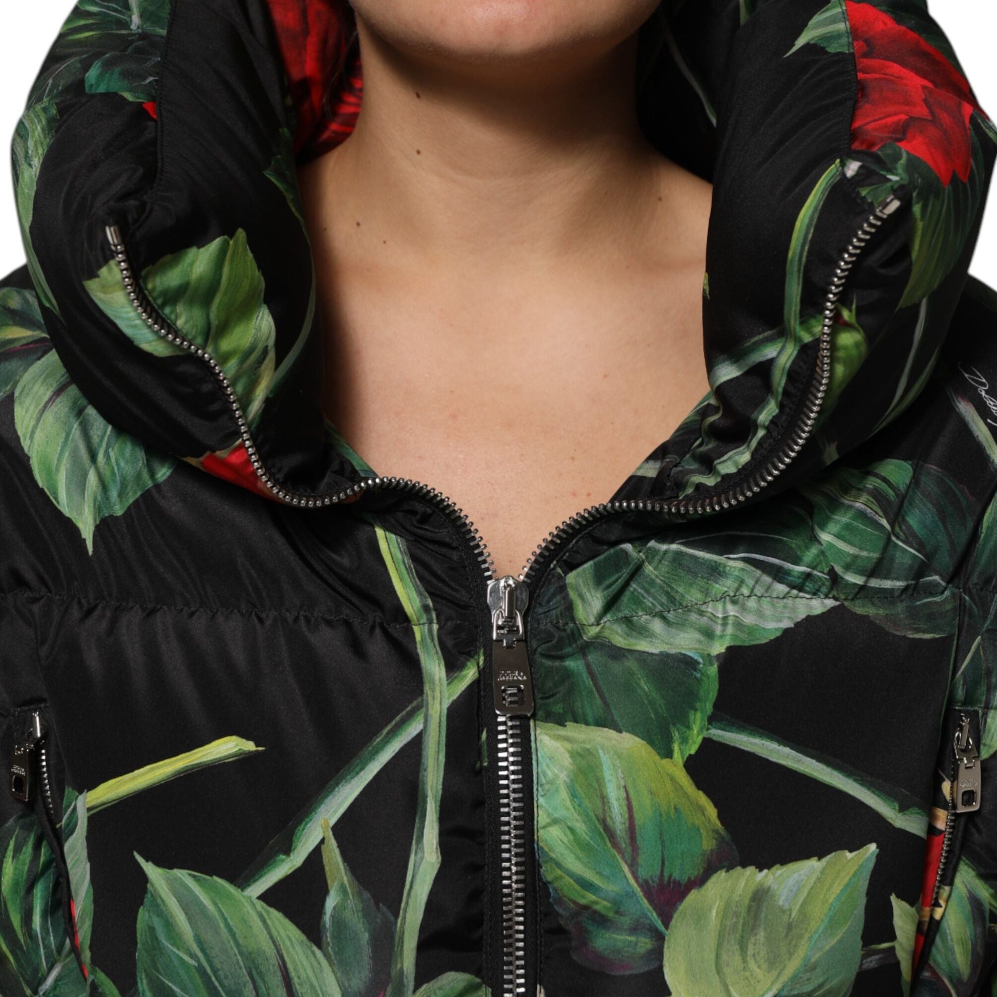 Dolce & Gabbana Multicolor Floral Puffer Coat Full Zip Jacket