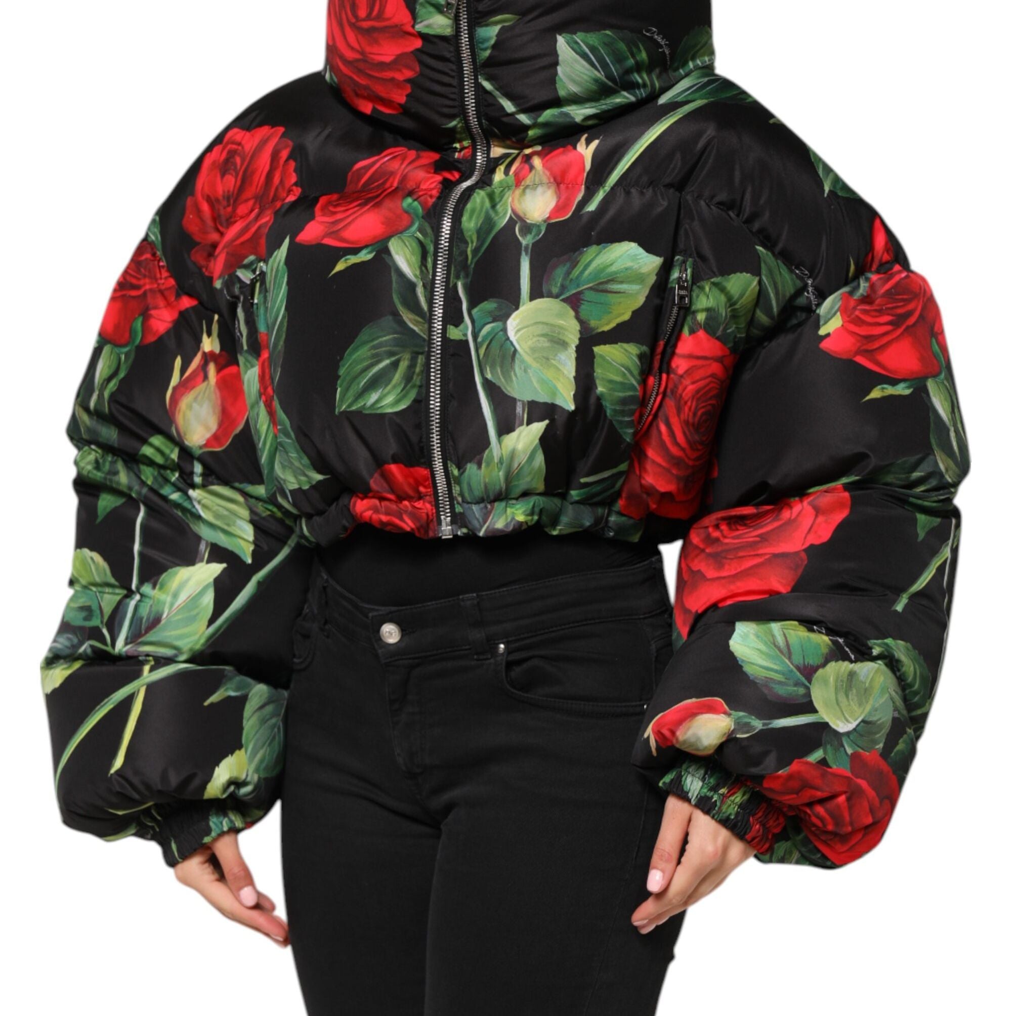 Dolce & Gabbana Multicolor Floral Puffer Coat Full Zip Jacket