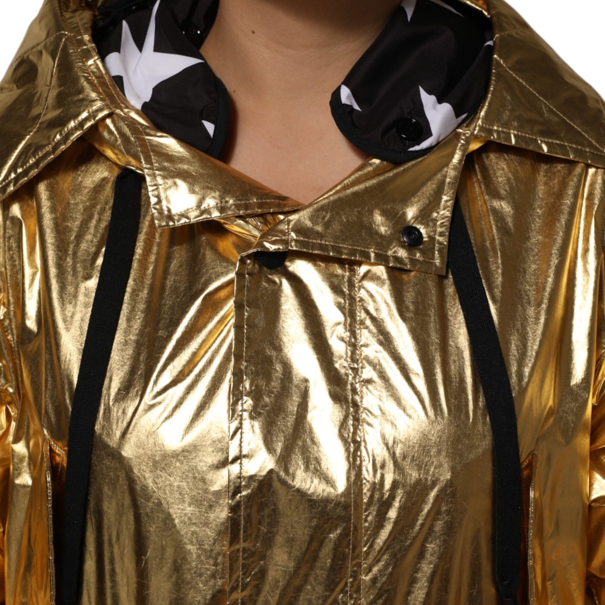Dolce & Gabbana Gold Hooded Long Sleeves Trench Coat Jacket
