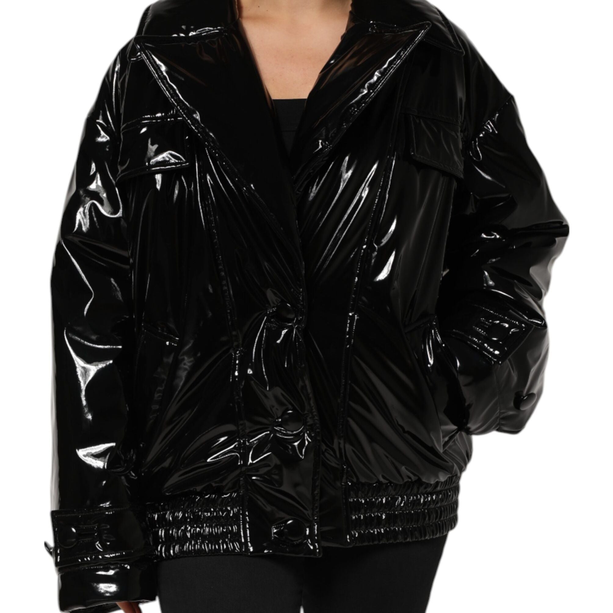 Dolce & Gabbana Polyester Black Quilted Puffer Coat Jacket