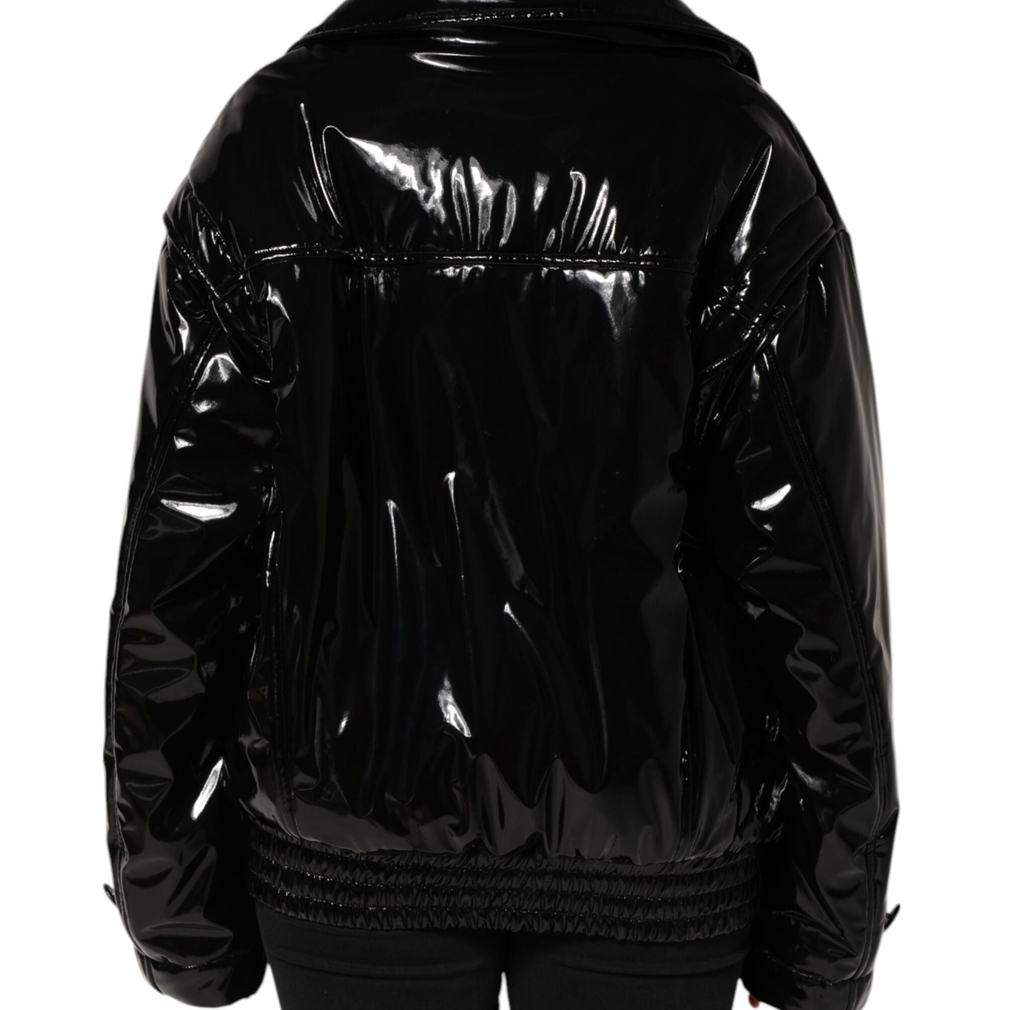 Dolce & Gabbana Polyester Black Quilted Puffer Coat Jacket