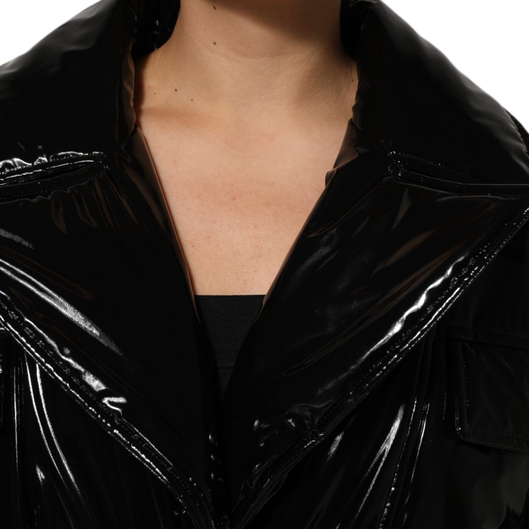 Dolce & Gabbana Polyester Black Quilted Puffer Coat Jacket
