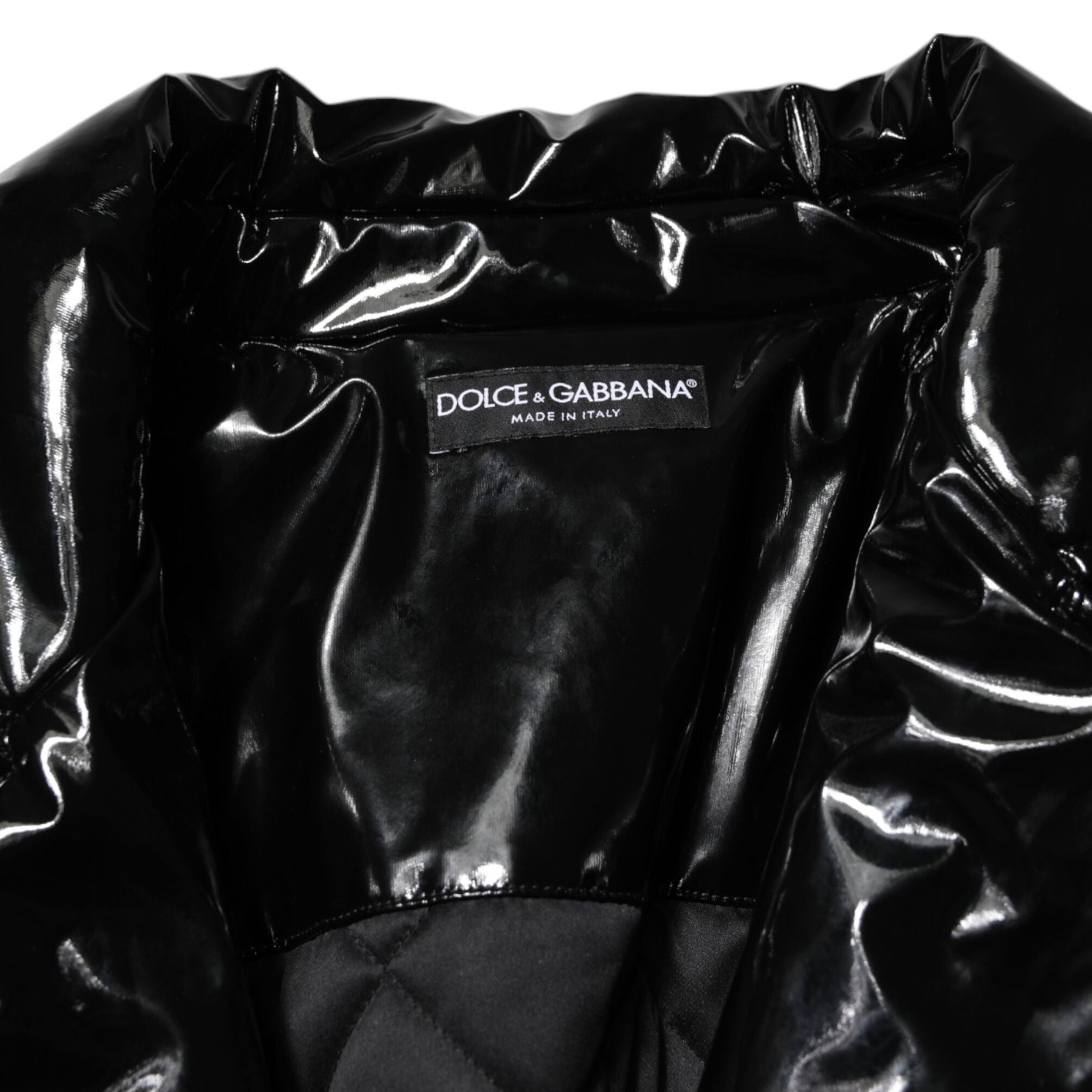 Dolce & Gabbana Polyester Black Quilted Puffer Coat Jacket
