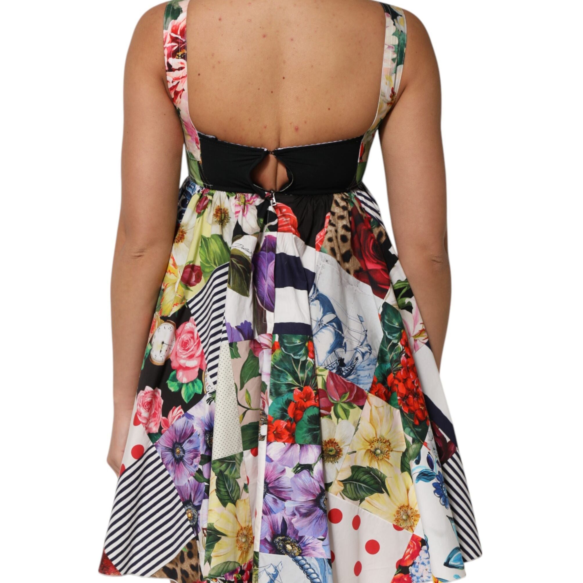 Dolce & Gabbana Multicolor Patchwork Cotton AlineMini Dress