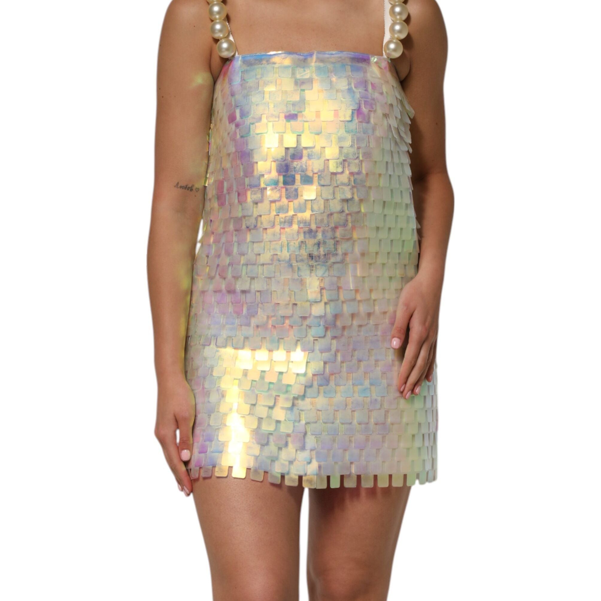 Dolce & Gabbana Multicolor Sequin Holographic Mini Dress