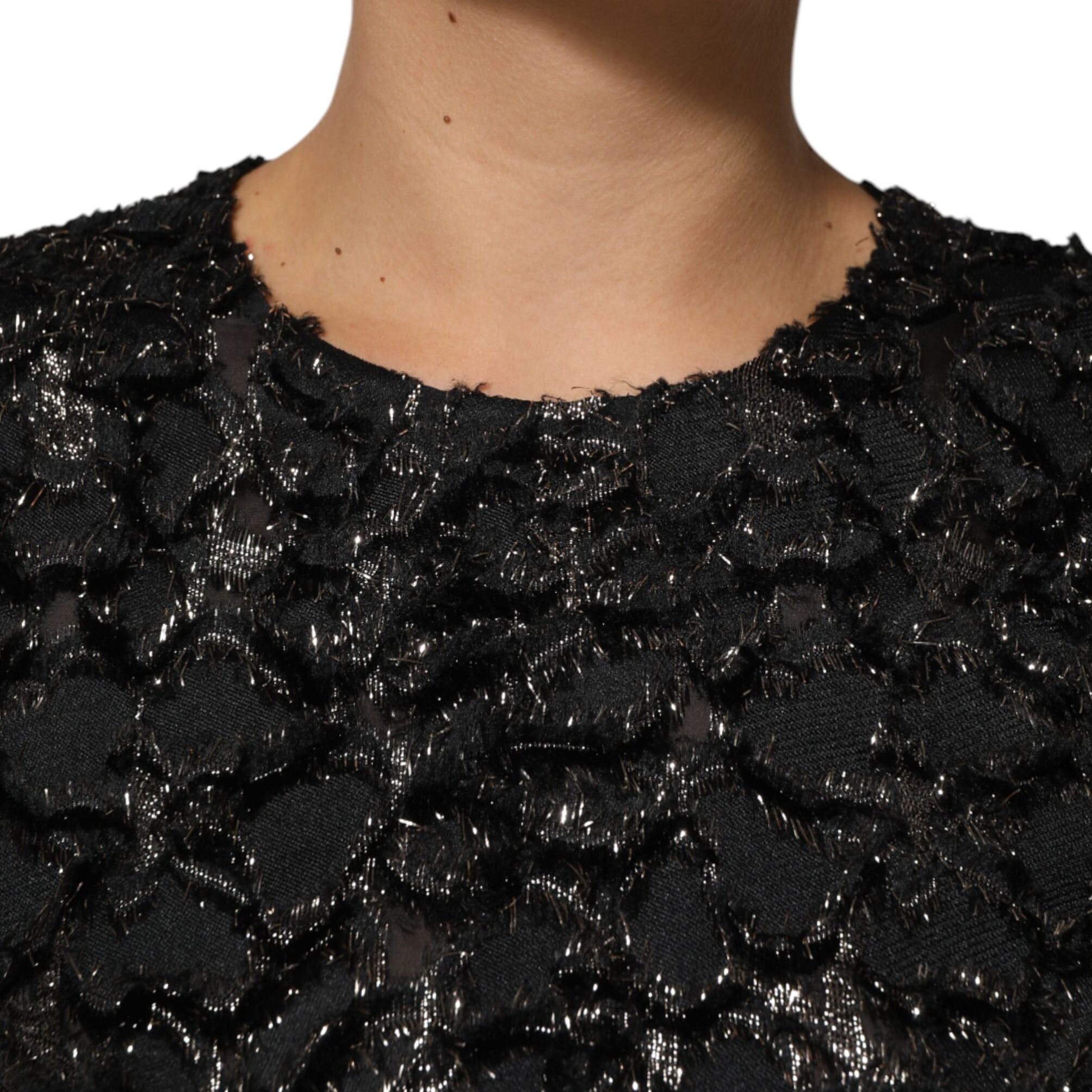 Dolce & Gabbana Black Sequin Bouclé Tweed Sheath Dress