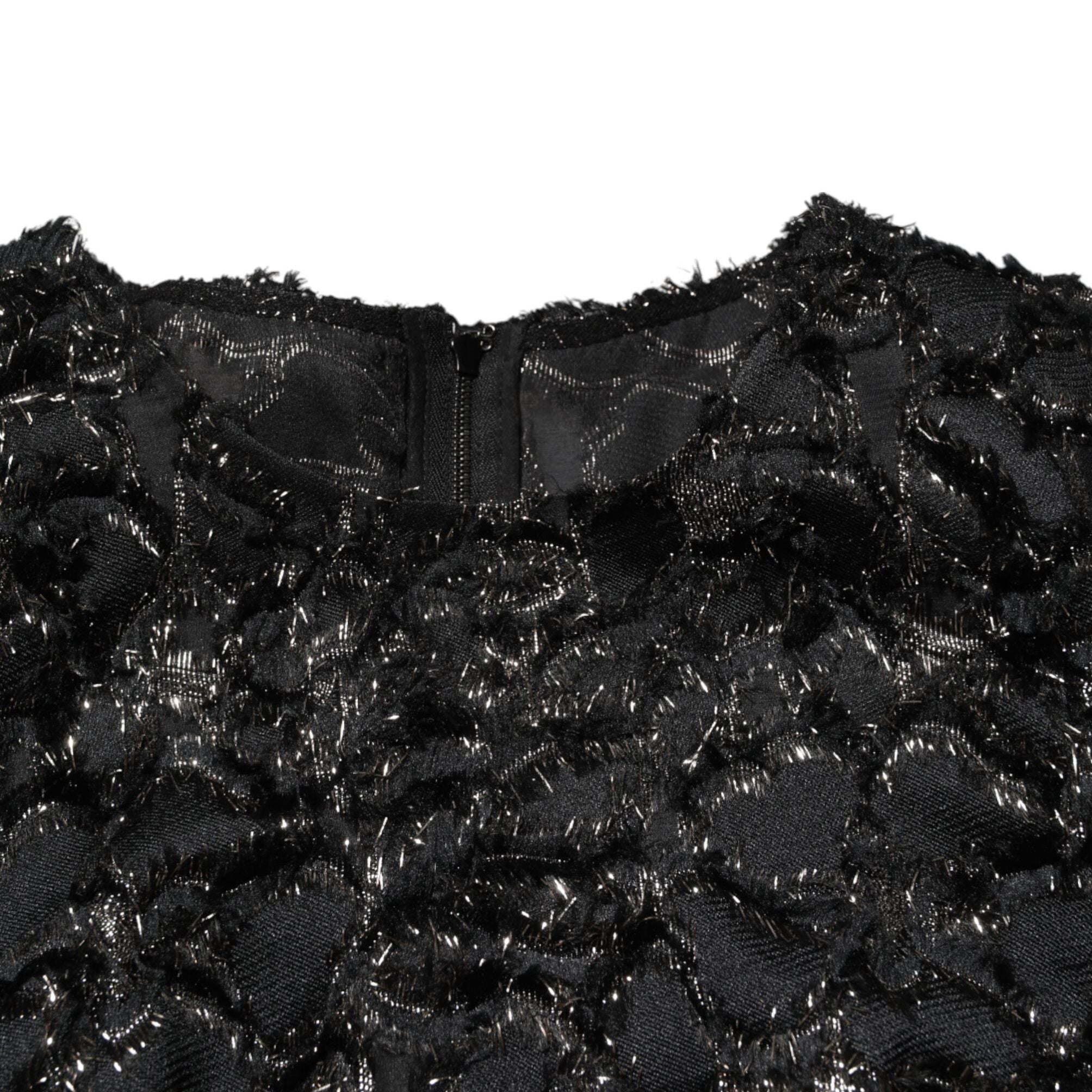 Dolce & Gabbana Black Sequin Bouclé Tweed Sheath Dress