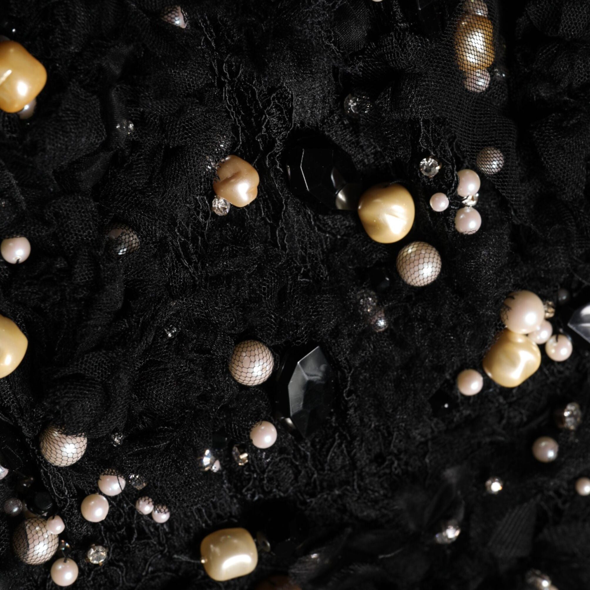 Dolce & Gabbana Black Viscose Pearl Embellishment Shift Dress