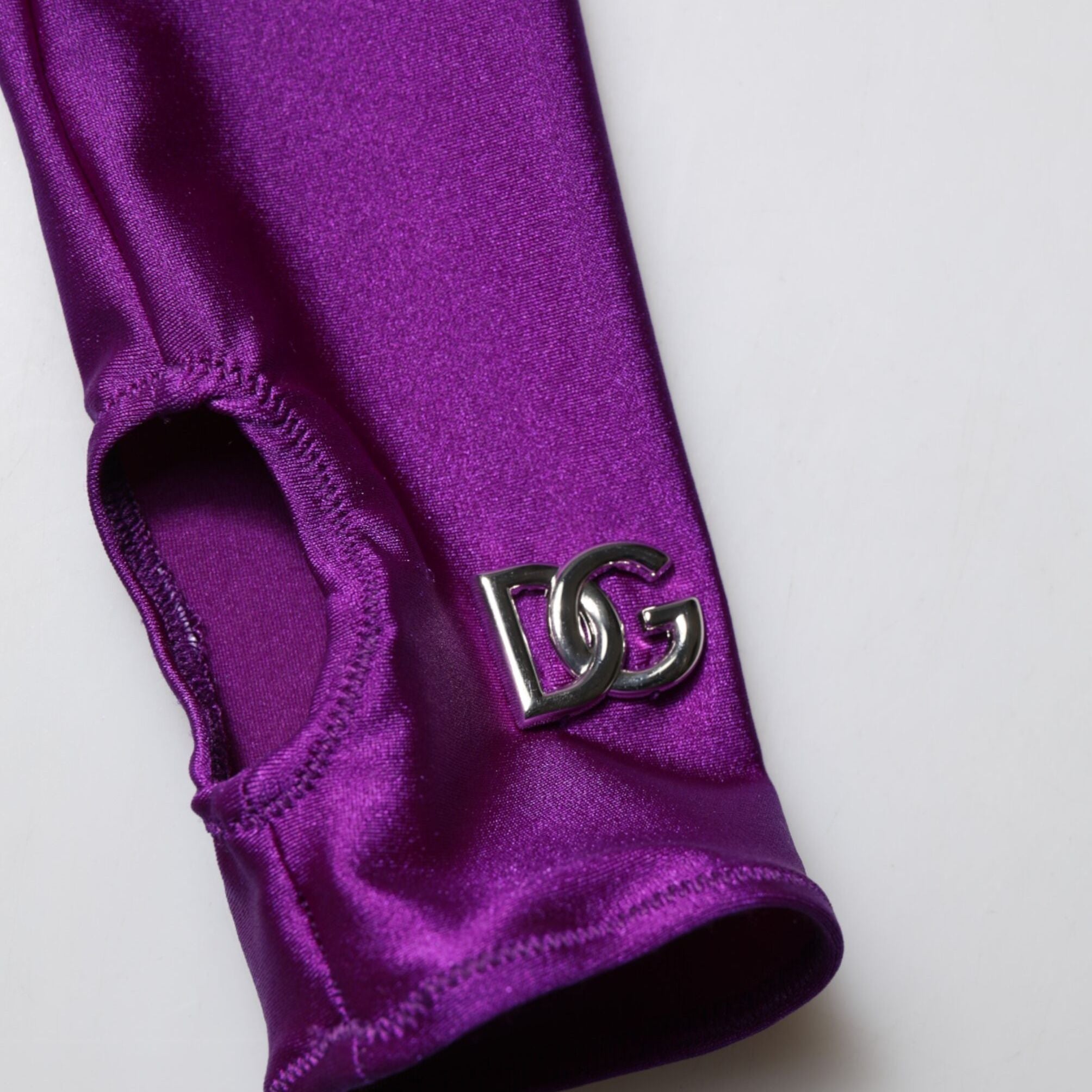 Dolce & Gabbana Purple Nylon Turtleneck Bodycon Jumpsuit Dress