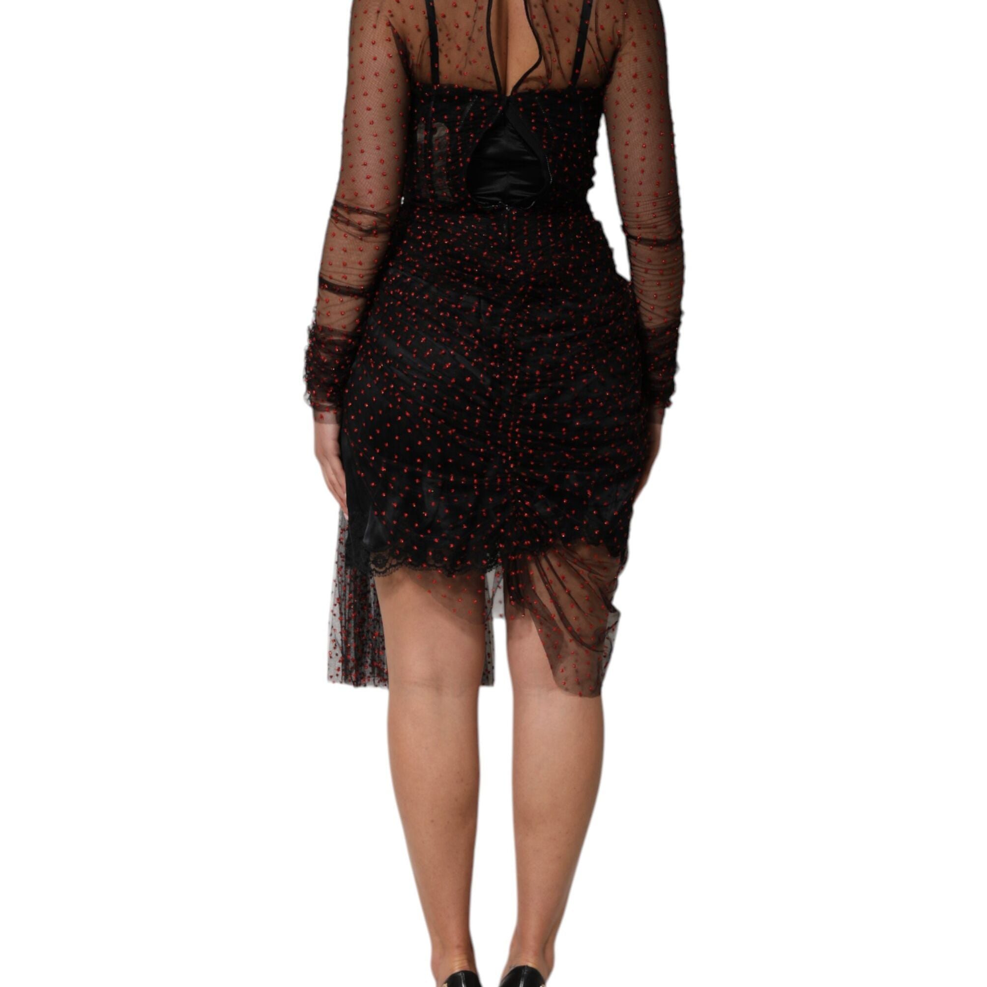 Dolce & Gabbana Black Lace Trim Long Sleeve Sheath Mini Dress