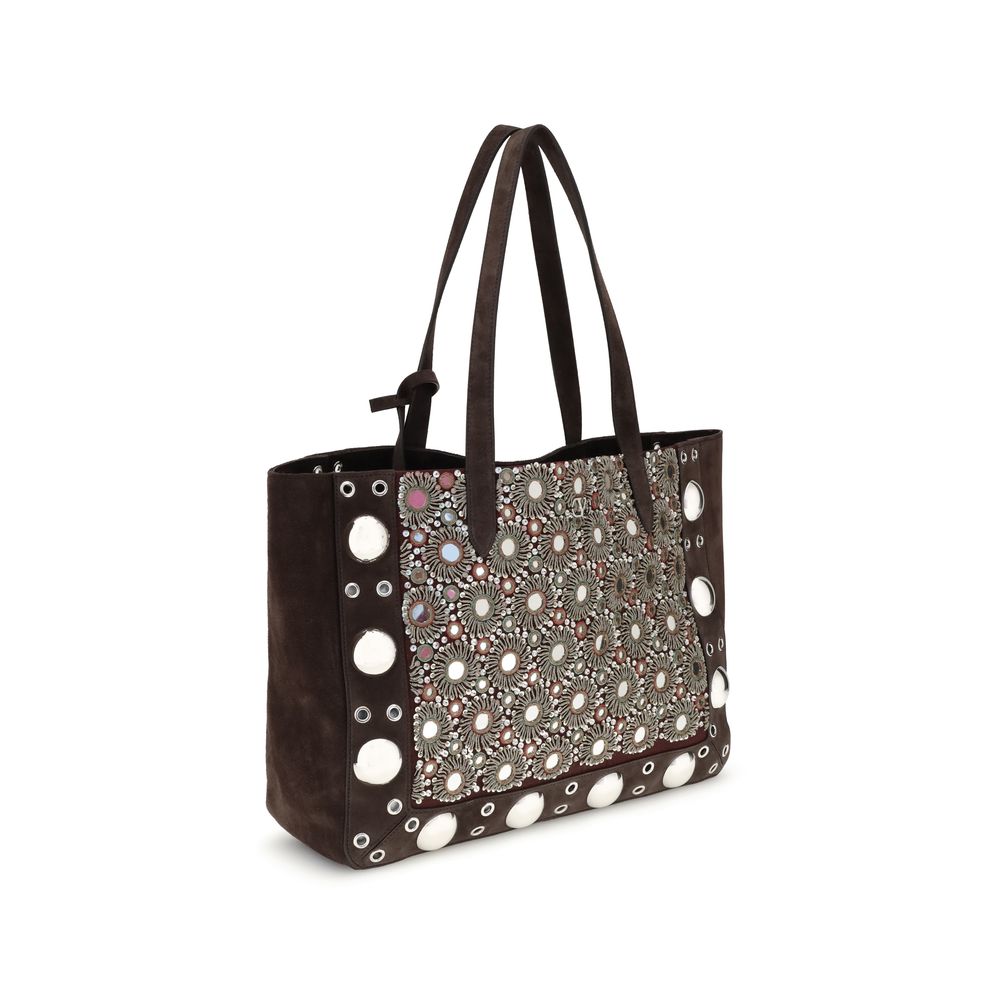 Valentino Garavani Brown Calf Leather Bos Taurus Shoulder Bag