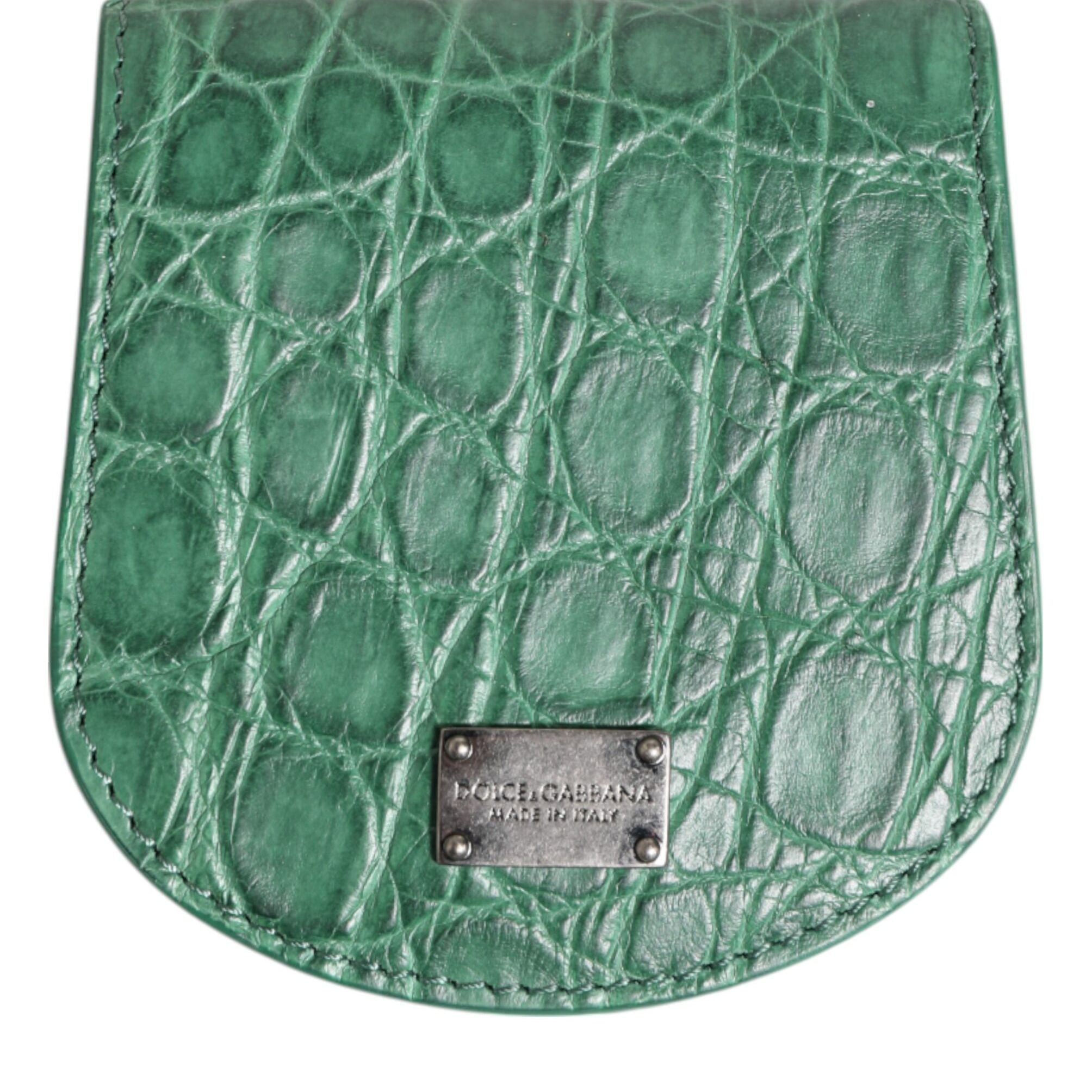 Dolce & Gabbana Green Exotic Skin Coin Condom Case Holder Pocket Wallet