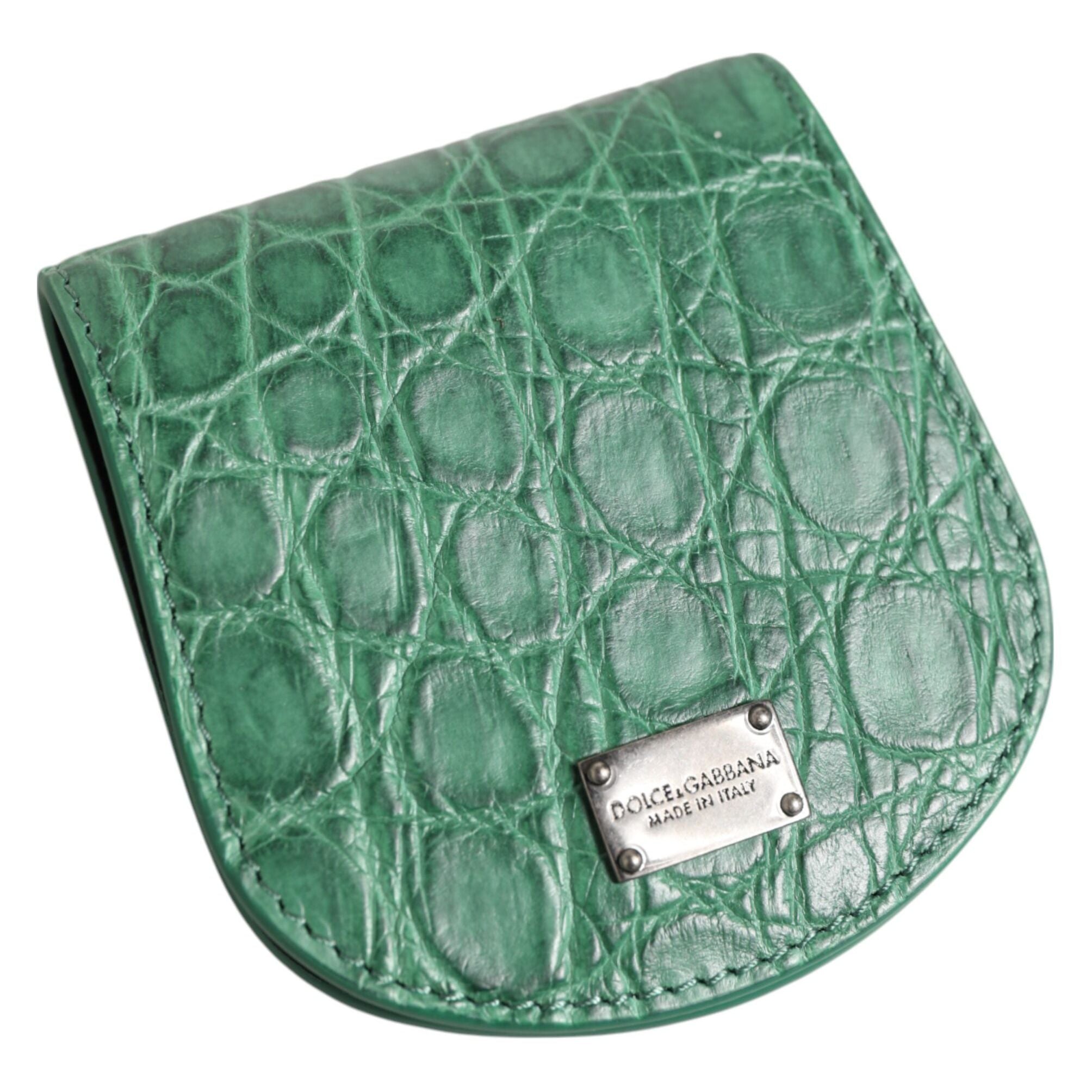 Dolce & Gabbana Green Exotic Skin Coin Condom Case Holder Pocket Wallet