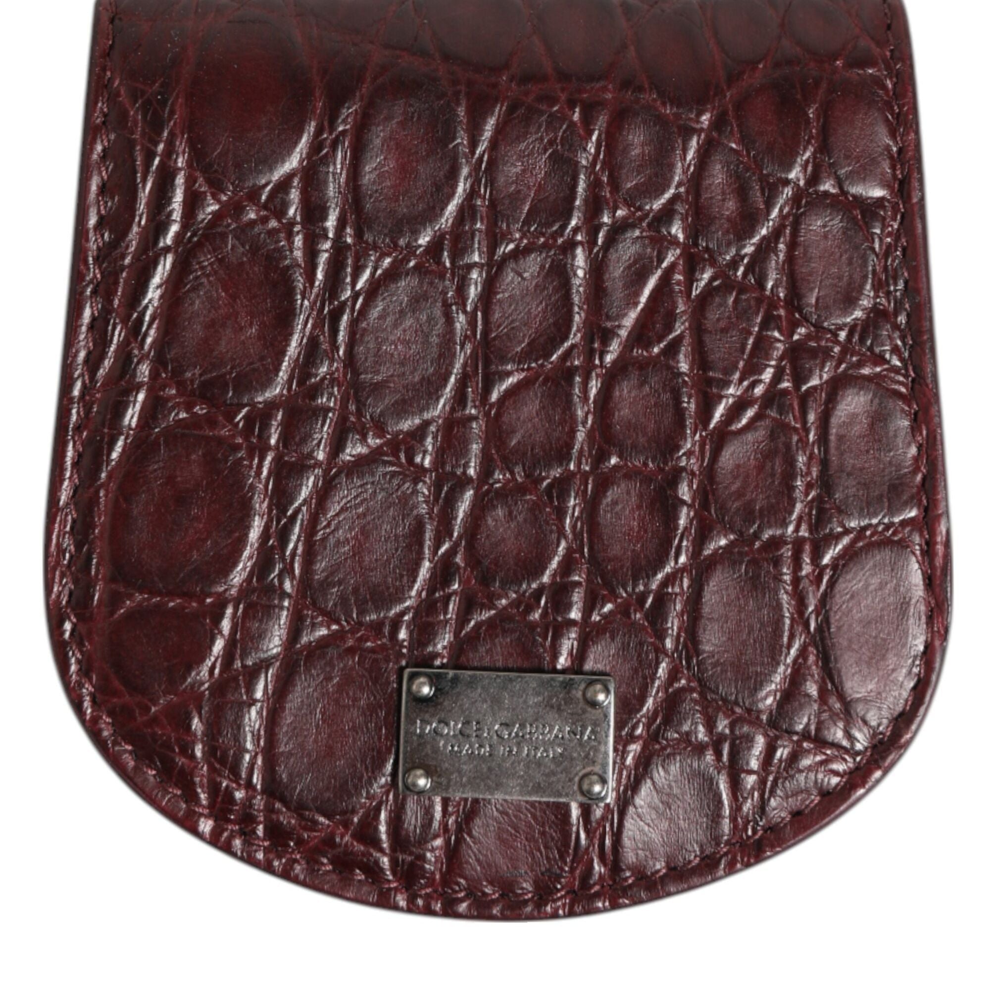 Dolce & Gabbana Burgundy Exotic Skin Coin Condom Case Holder Pocket Wallet
