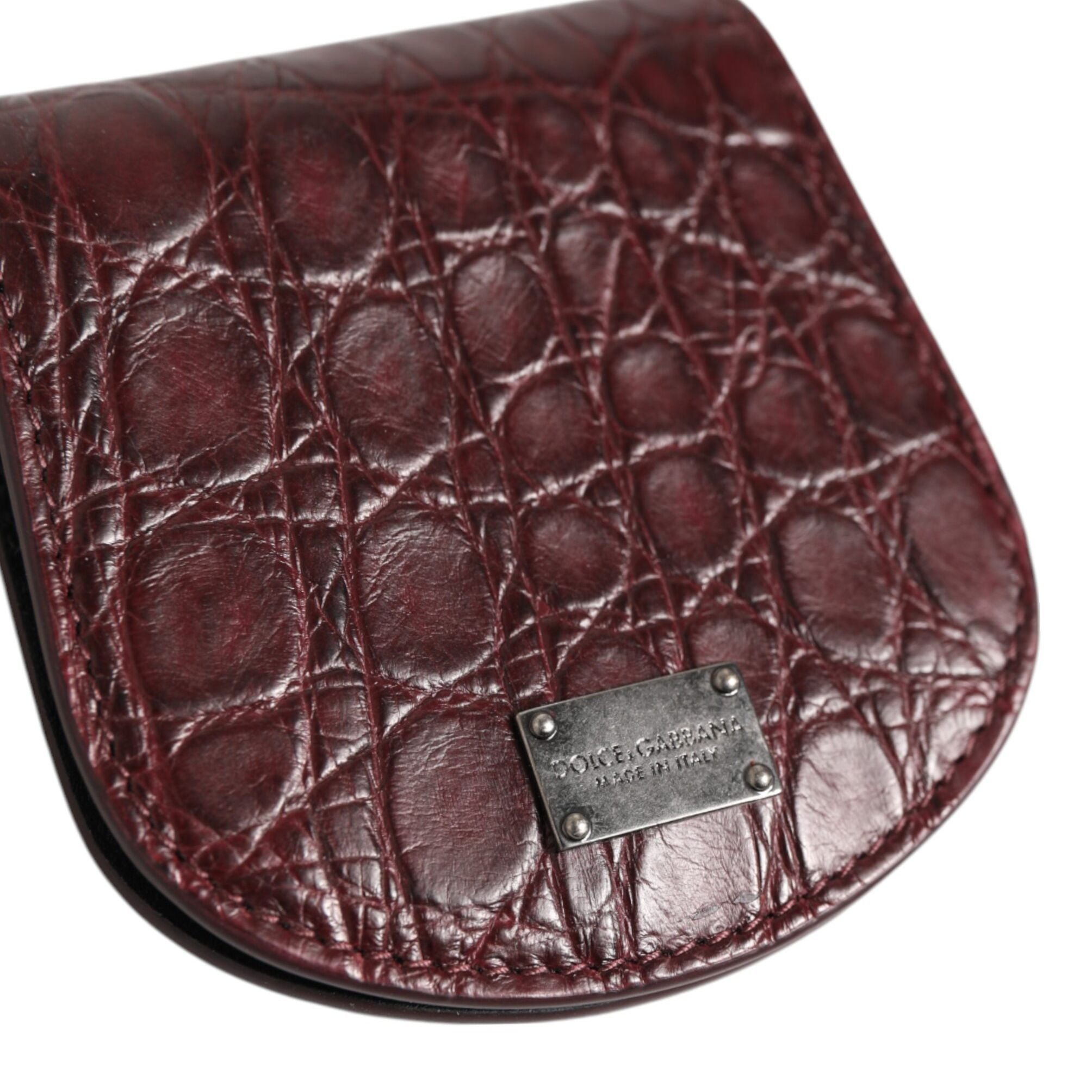 Dolce & Gabbana Burgundy Exotic Skin Coin Condom Case Holder Pocket Wallet