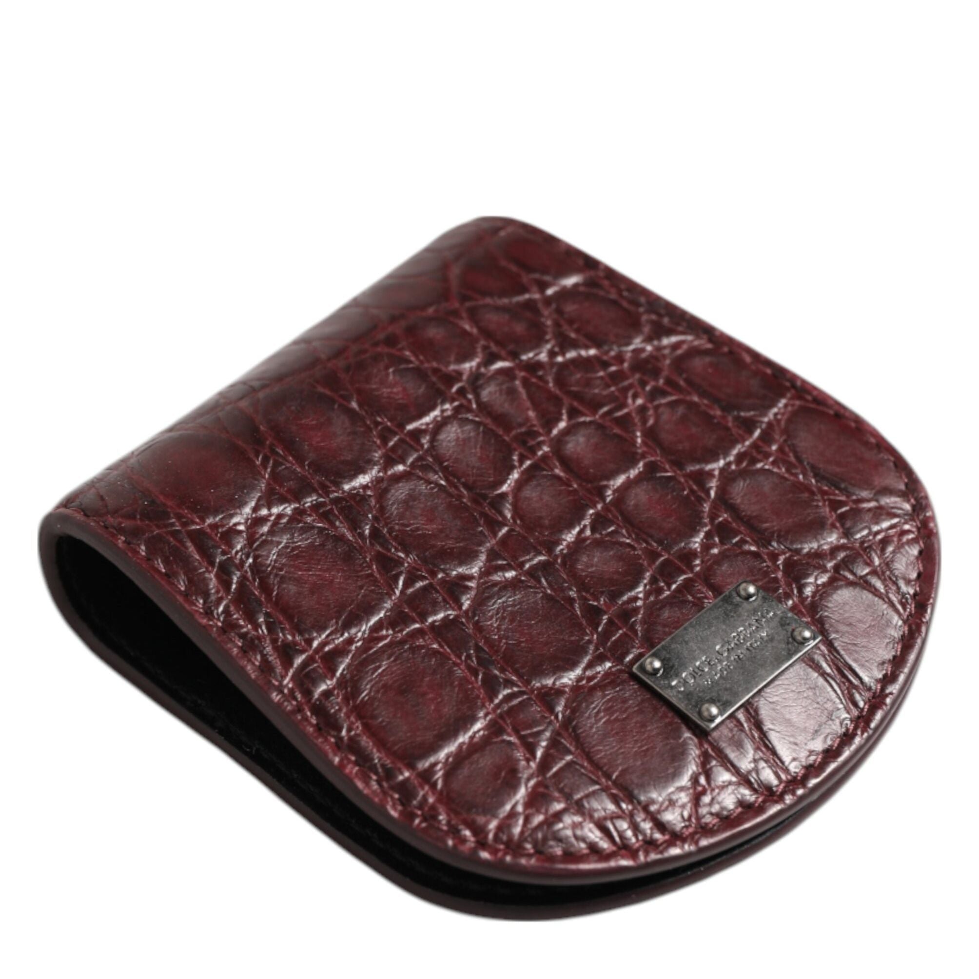 Dolce & Gabbana Burgundy Exotic Skin Coin Condom Case Holder Pocket Wallet