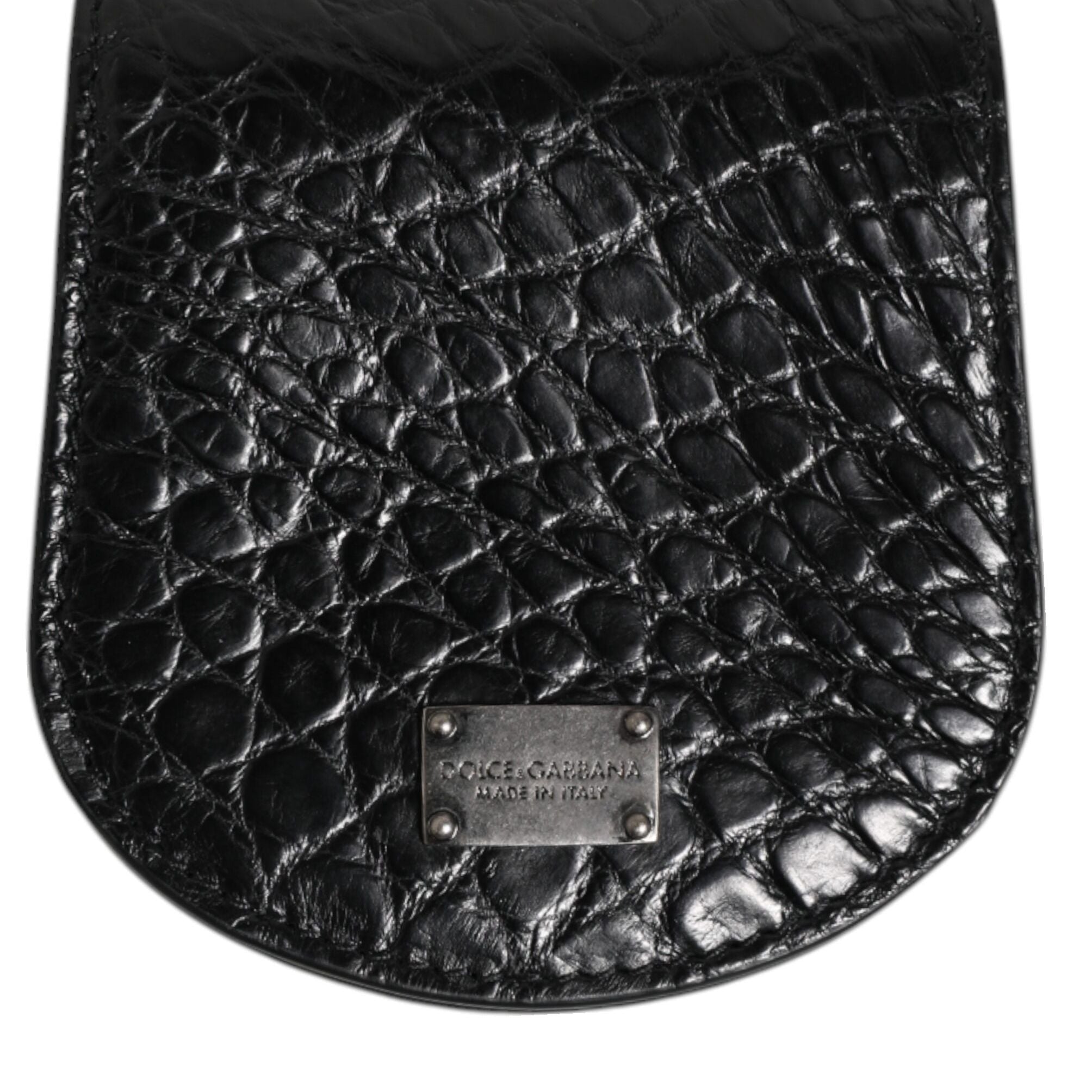 Dolce & Gabbana Black Exotic Skin Coin Condom Case Holder Pocket Wallet