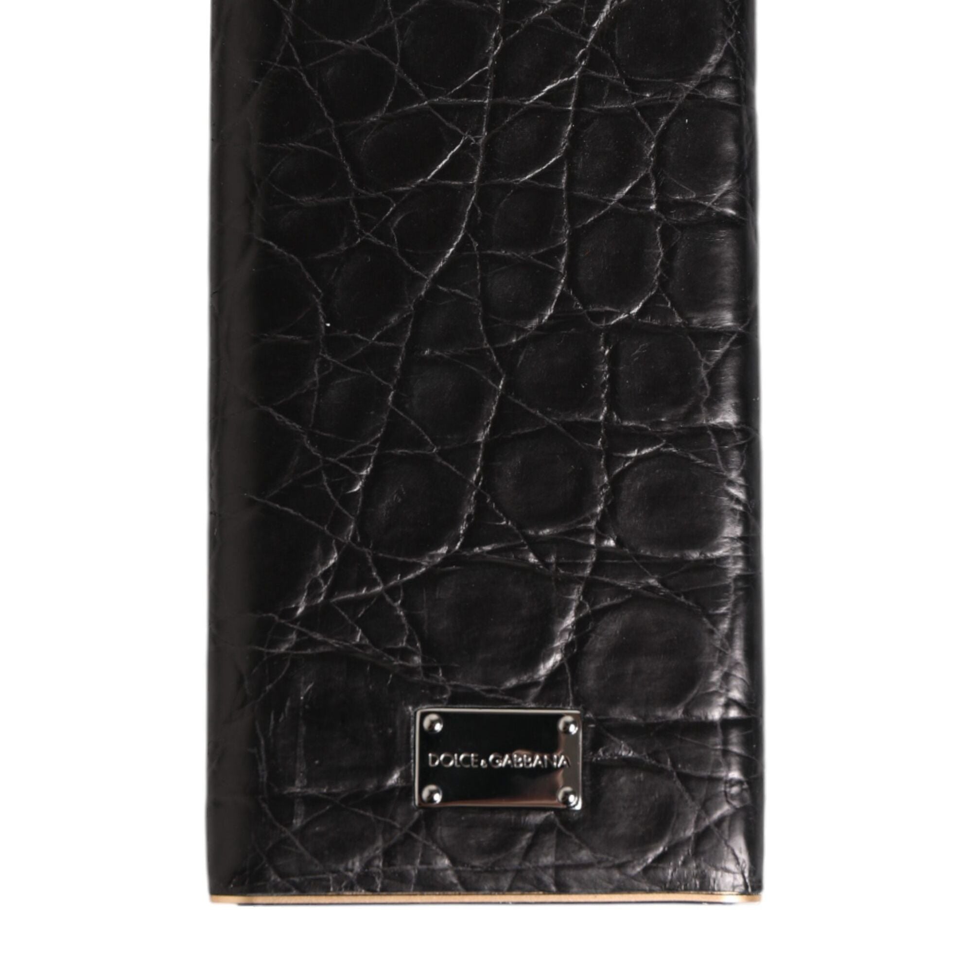 Dolce & Gabbana Black Leather Exotic Skin 3000mAh Power Bank Charger USB