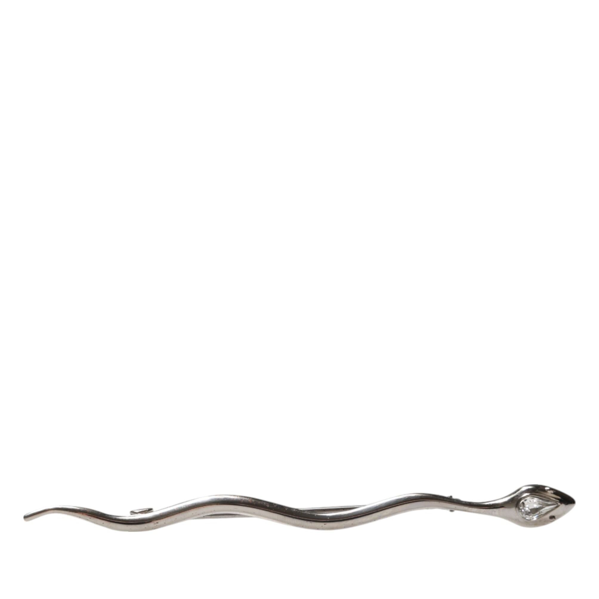 Dolce & Gabbana Silver Brass Crystal Spilla Serpente Mens Brooch Pin