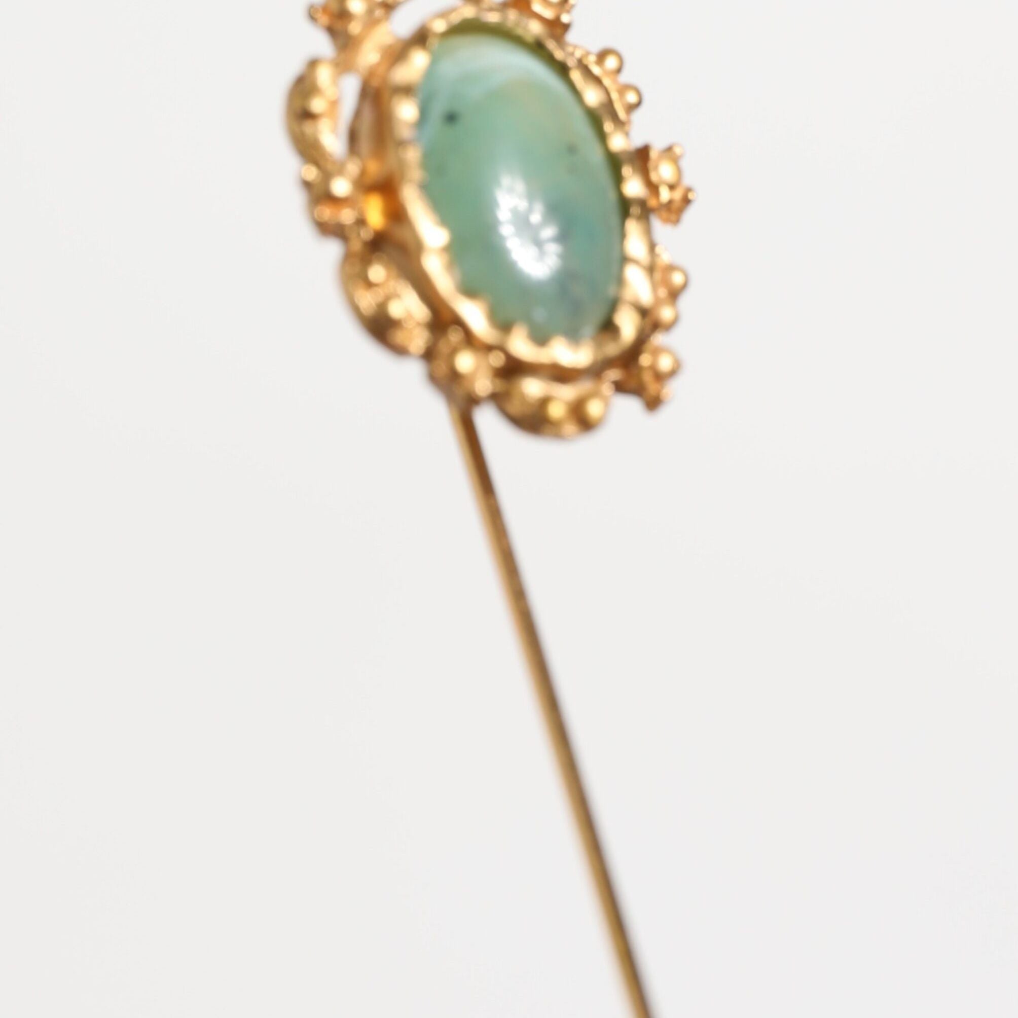 Dolce & Gabbana Gold Tone Green Stone Antique Men Accessory Brooch Pin