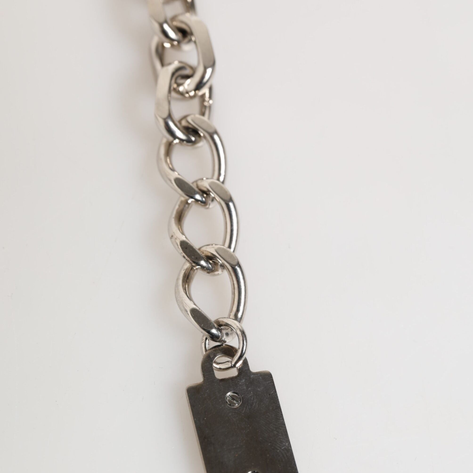 Dolce & Gabbana Silver Chain Brass Beaded Lobster Clasp Logo Men Bracelet