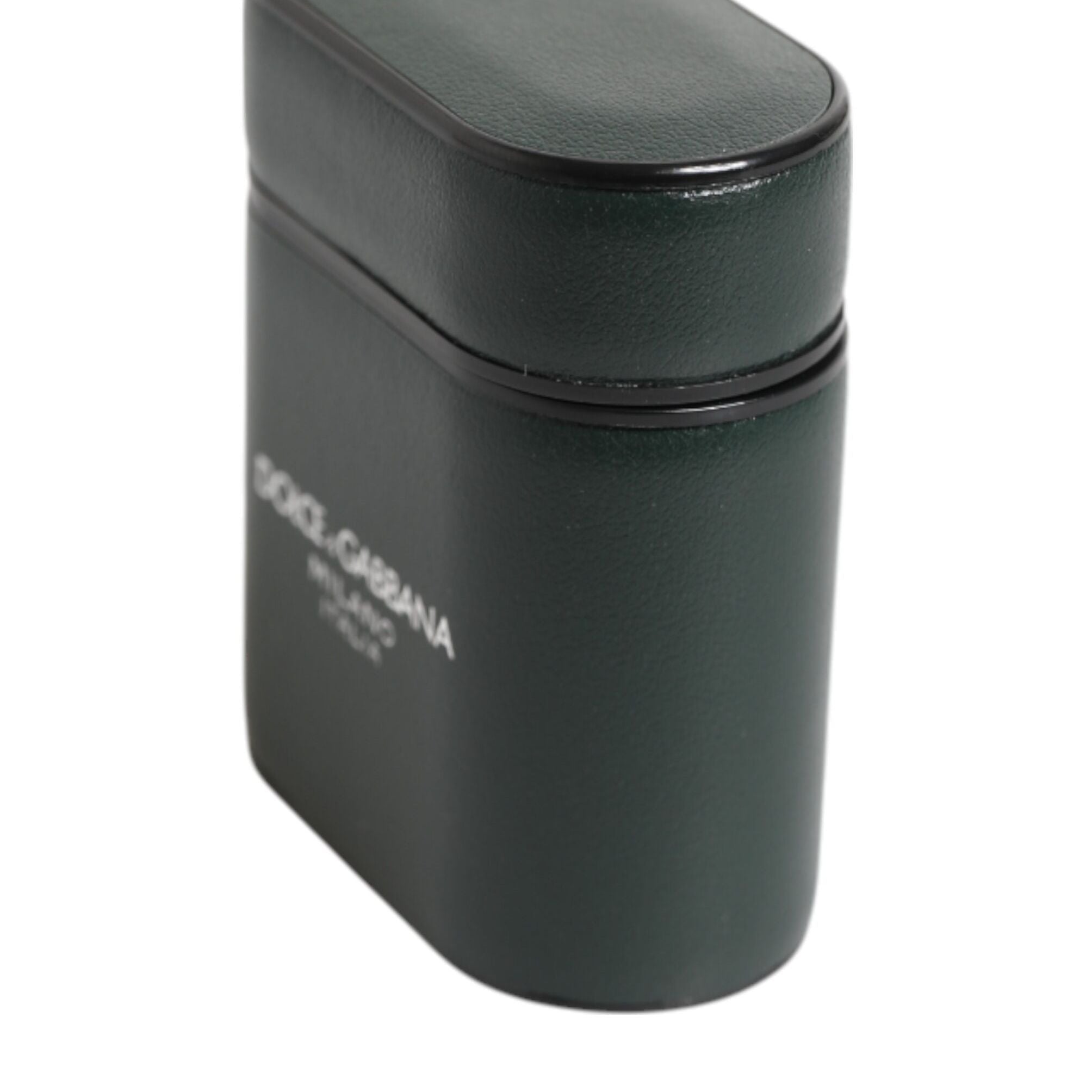 Dolce & Gabbana Black Leather Logo Print Flip Holder Men Airpods Case