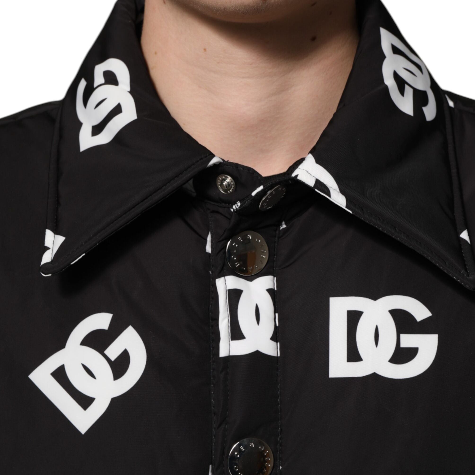Dolce & Gabbana Black DG Monogram Nylon Windbreaker Jacket
