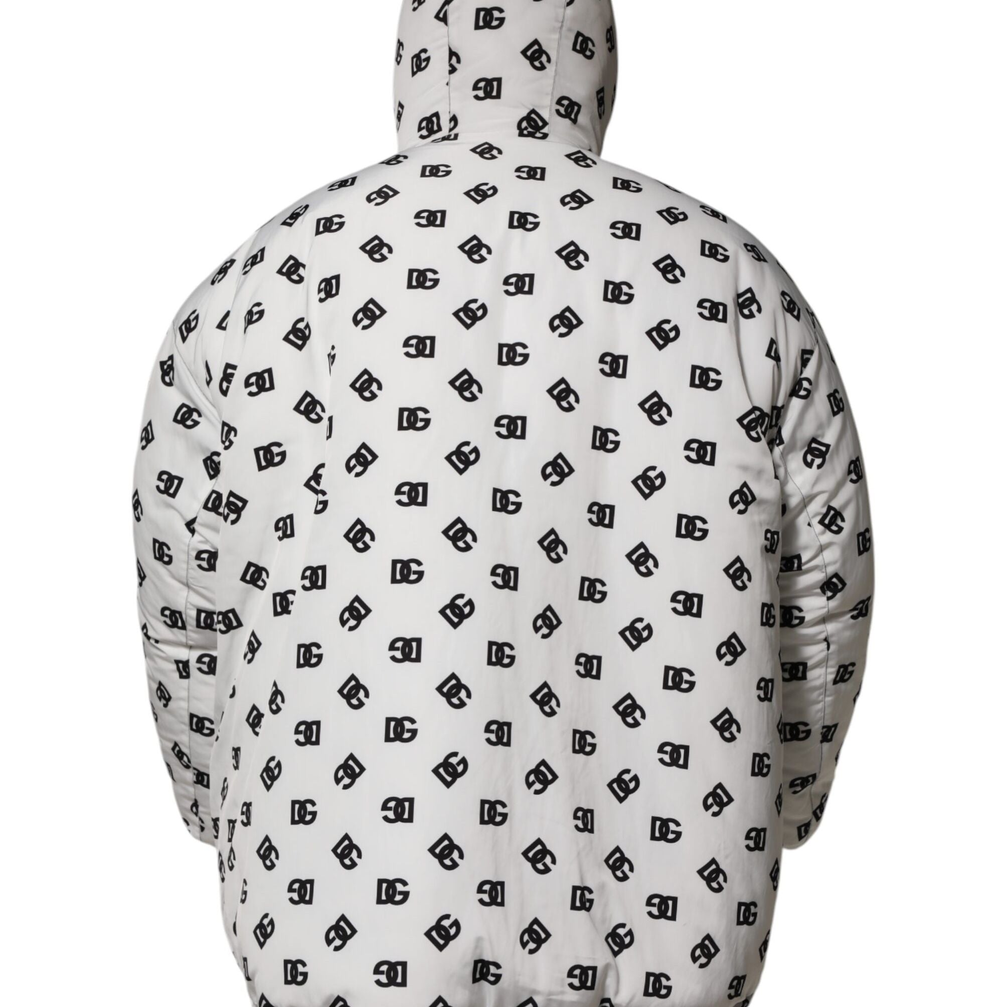 Dolce & Gabbana White DG Monogram Hooded Puffer Jacket