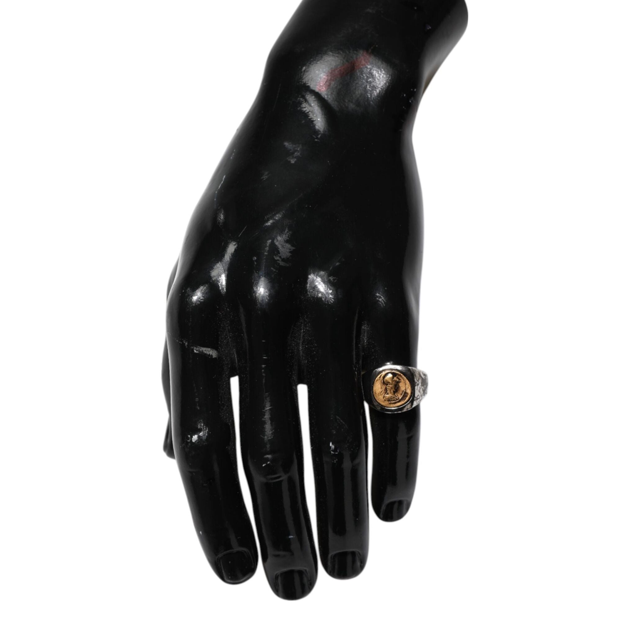 Dolce & Gabbana Silver Tone Engraved Two Color Real Brass Ring