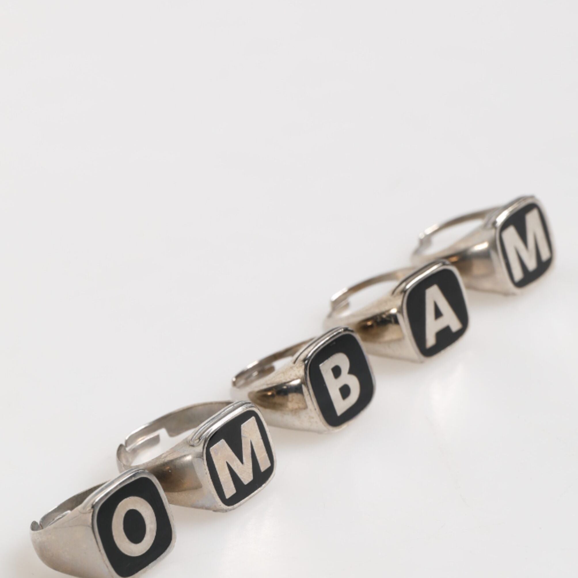 Dolce & Gabbana Silver Tone Brass Lettering Set 5 Pieces Adjustable Ring