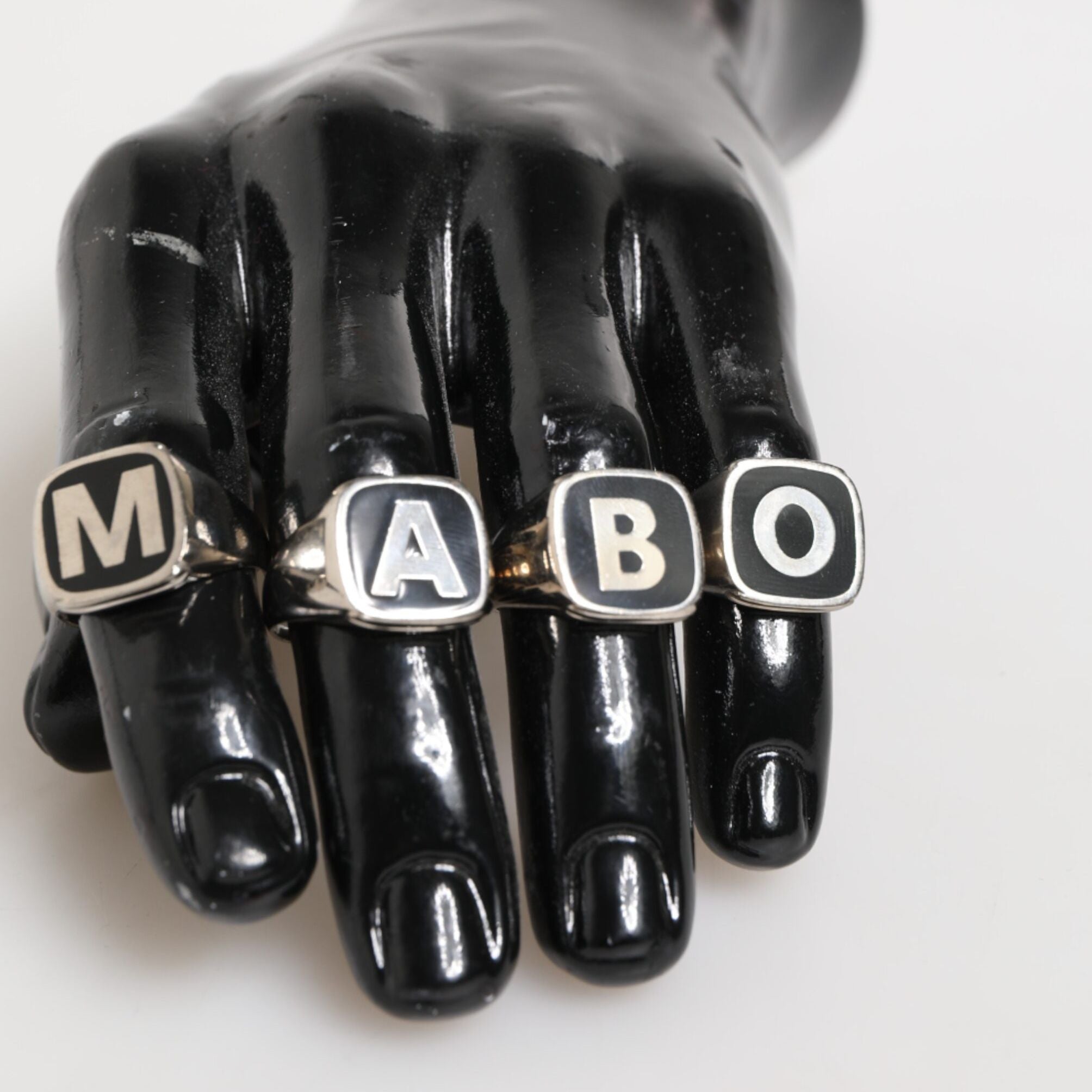 Dolce & Gabbana Silver Tone Brass Lettering Set 5 Pieces Adjustable Ring