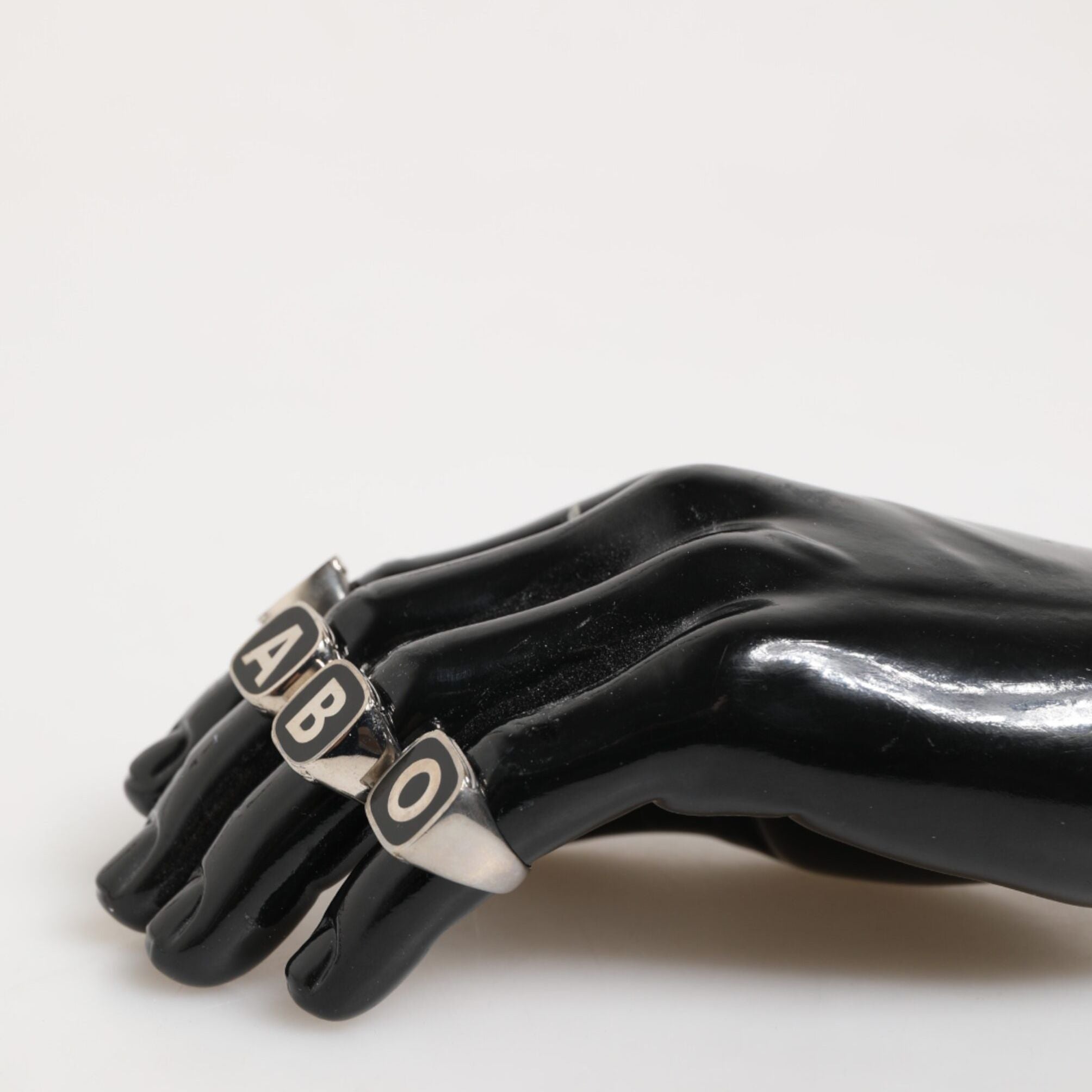 Dolce & Gabbana Silver Tone Brass Lettering Set 5 Pieces Adjustable Ring