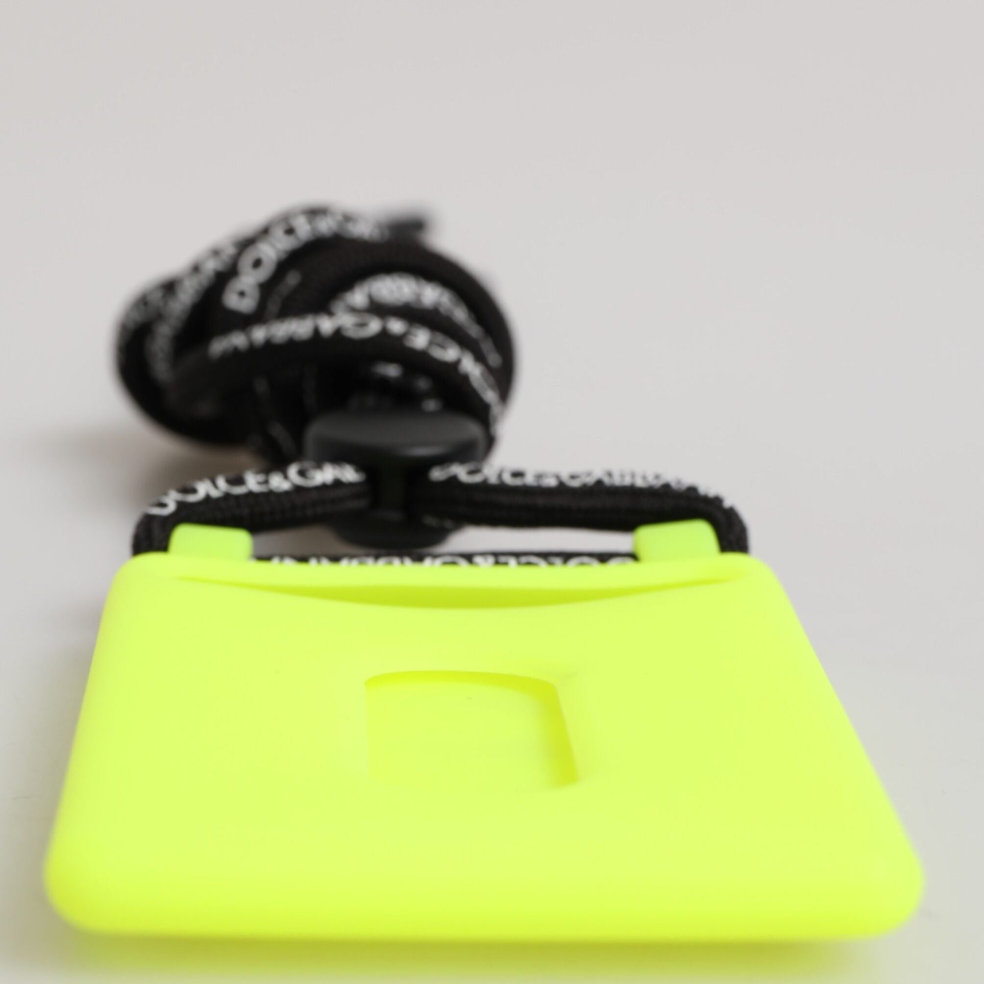 Dolce & Gabbana Yellow Green Rubber DG Embossed Adjustable Badge Holder