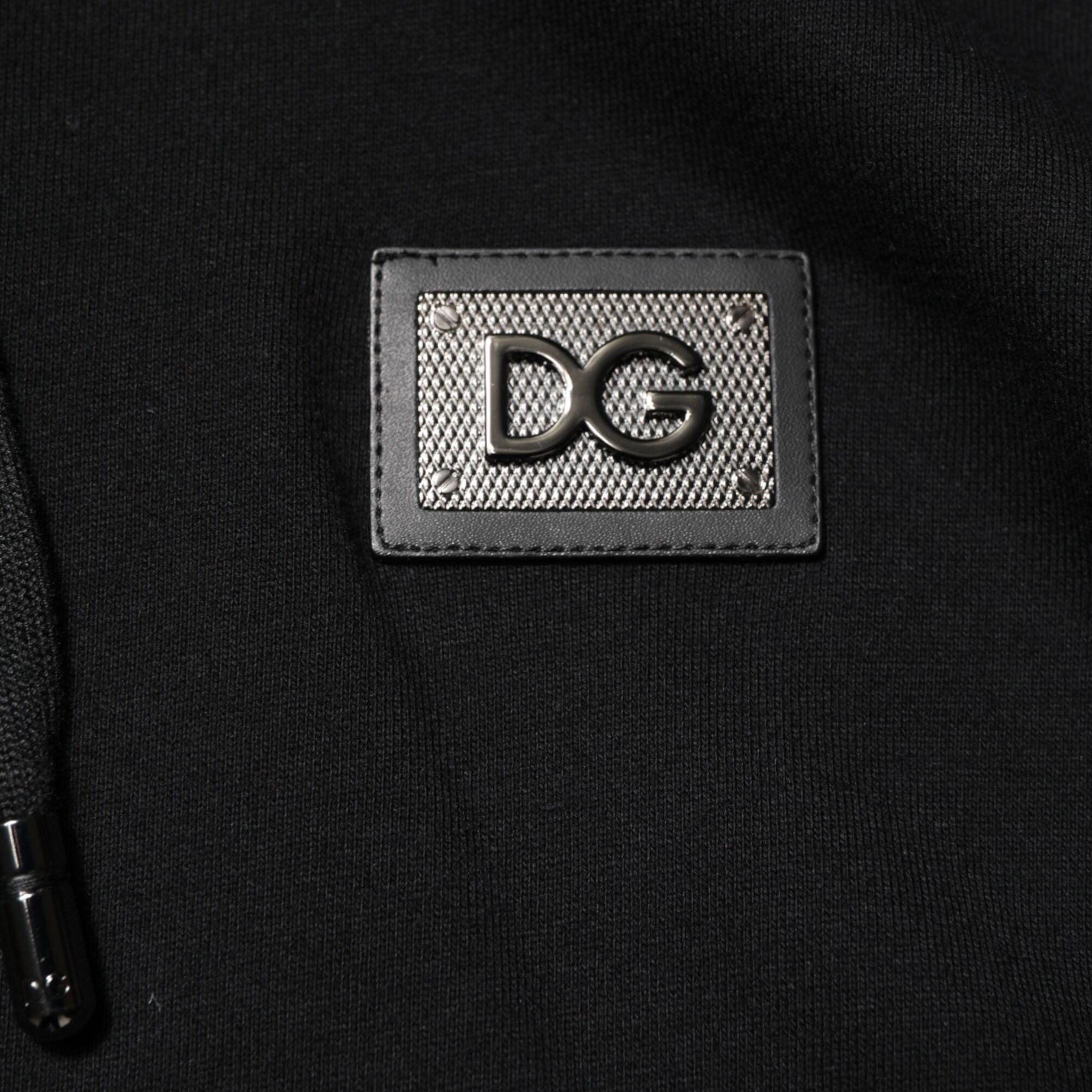 Dolce & Gabbana Black Cotton Plaque Track Cardigan Sweater