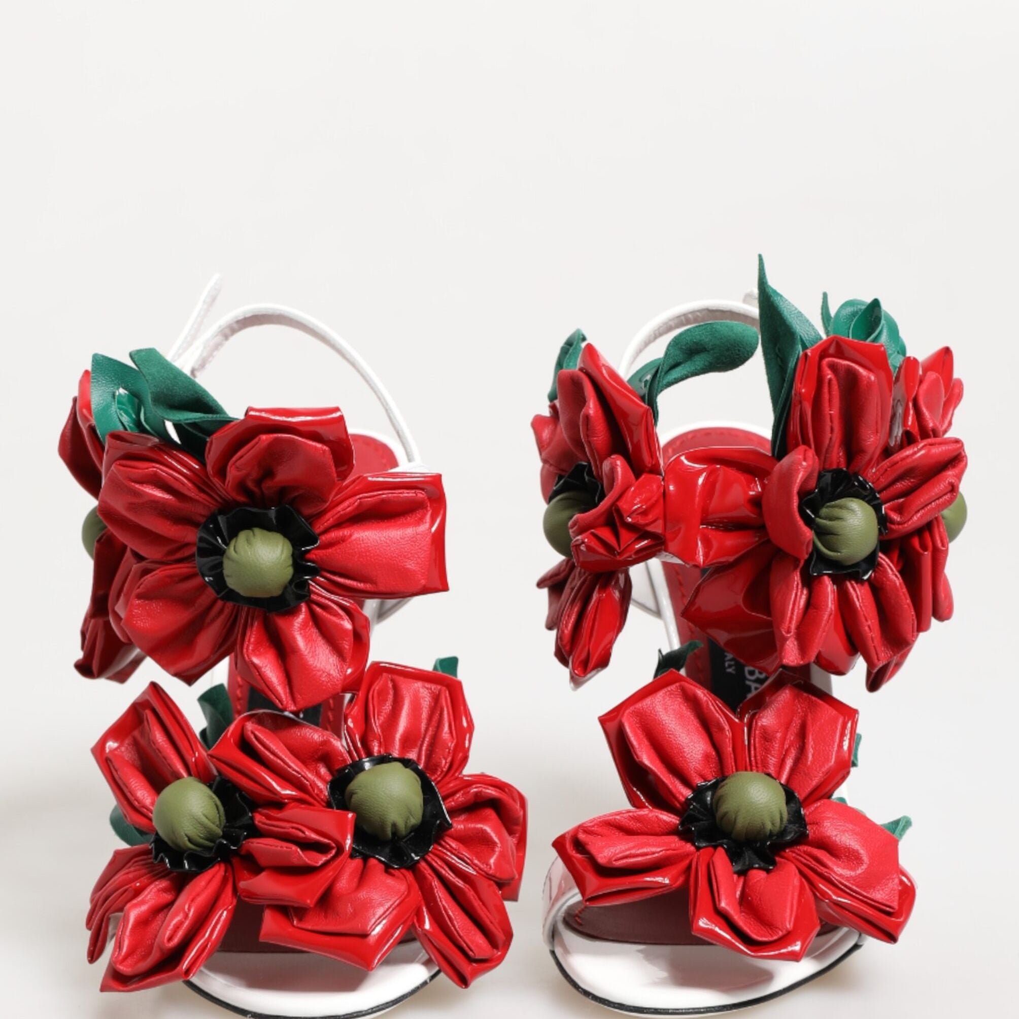Dolce & Gabbana White Red Floral Detailing Sandals Shoes