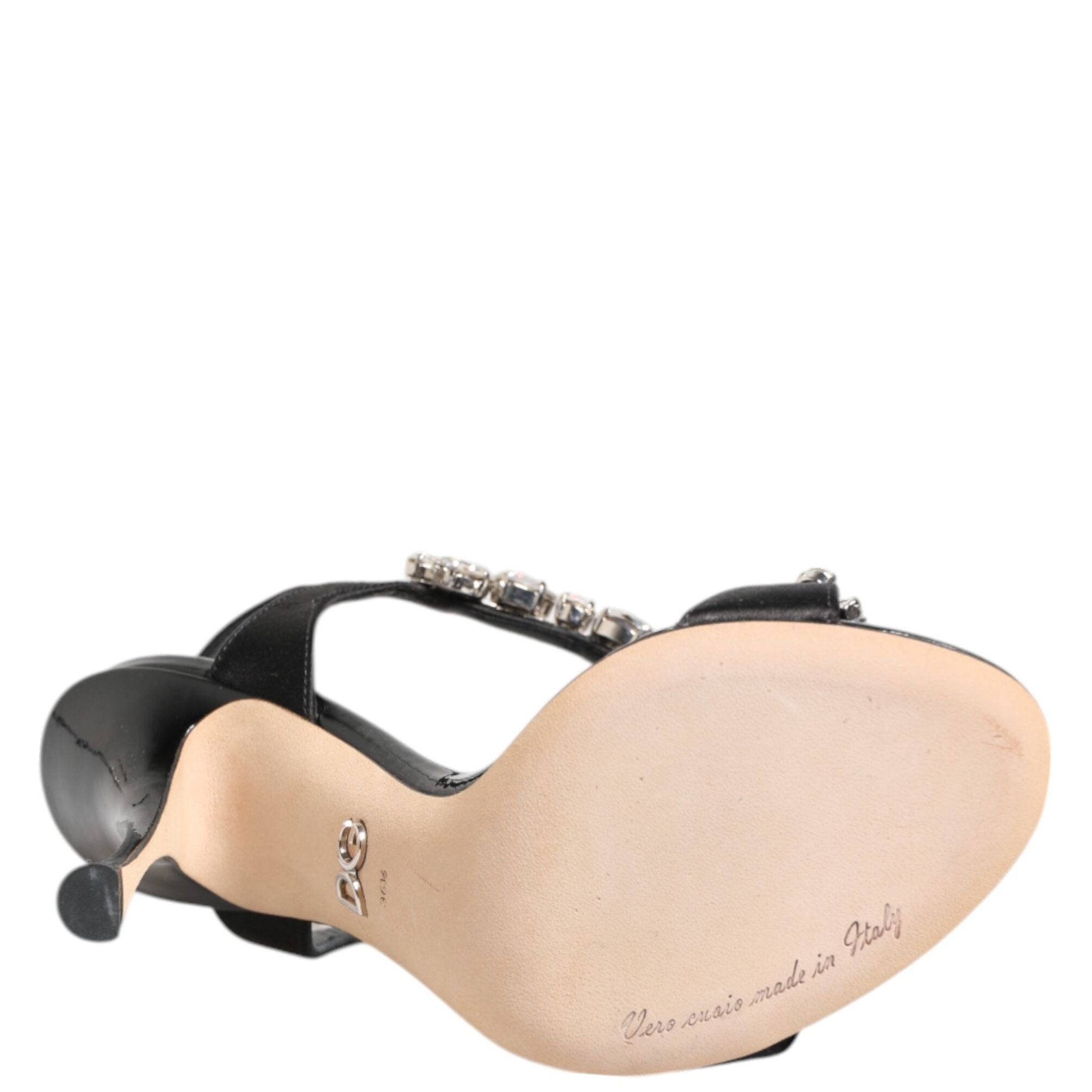 Dolce & Gabbana Black Keira Crystals Heels Sandals Shoes